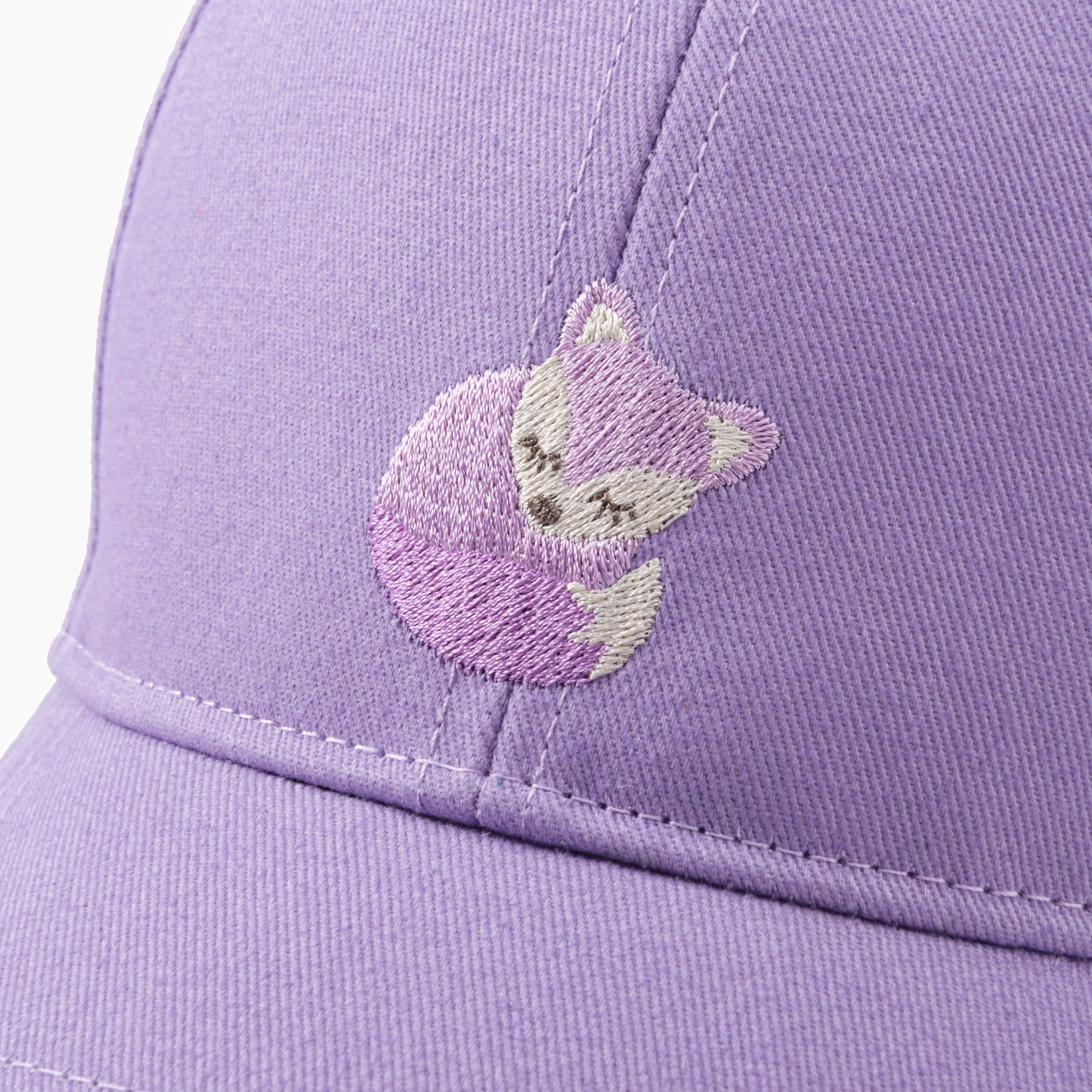 Girls' Purple Baseball Hat- Cotton Fox Patch Cap (3-6/7years)