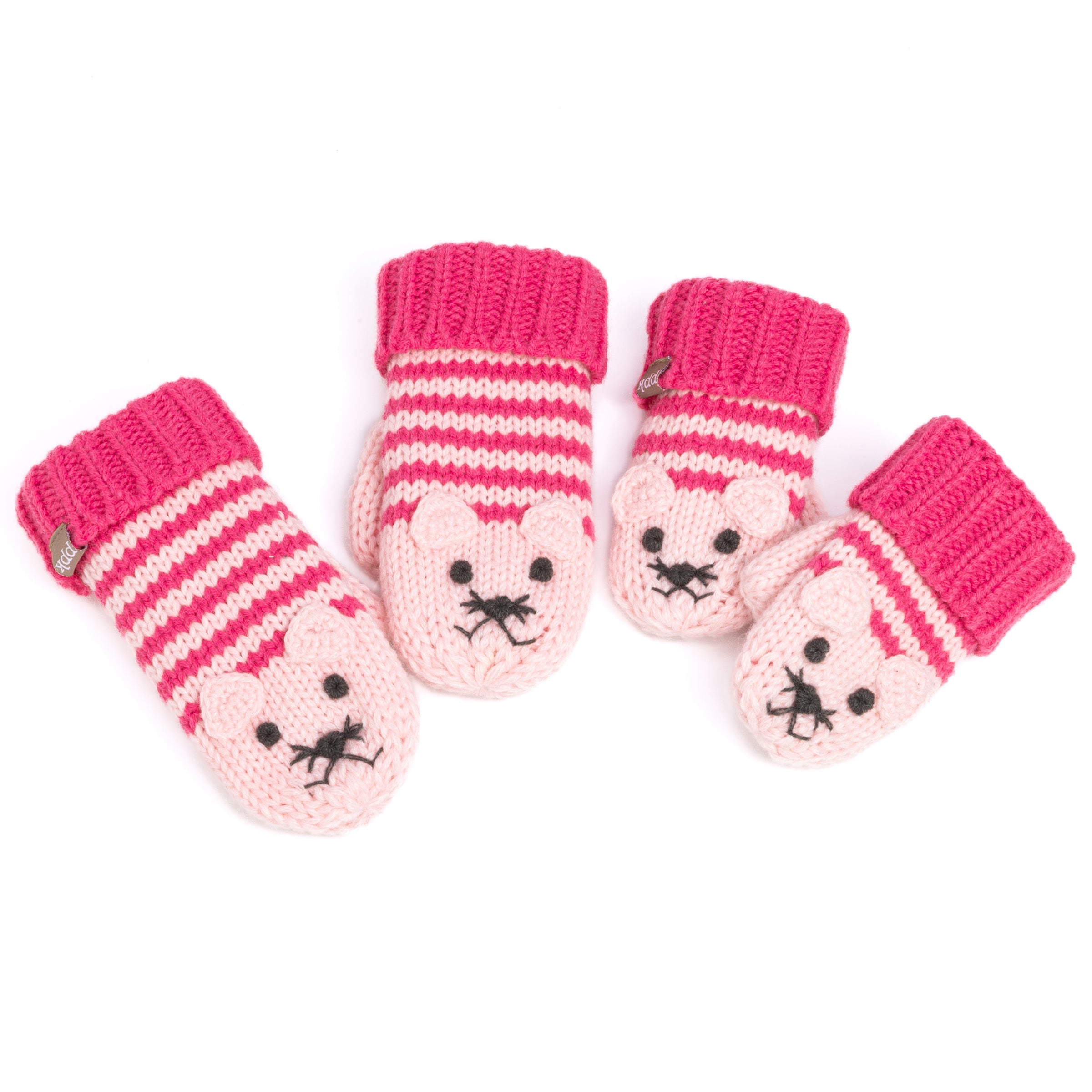Kids Kitty Cat Stripe Knit Mittens - Soft, Fleece Lined, For Toddlers And Children Of All Ages