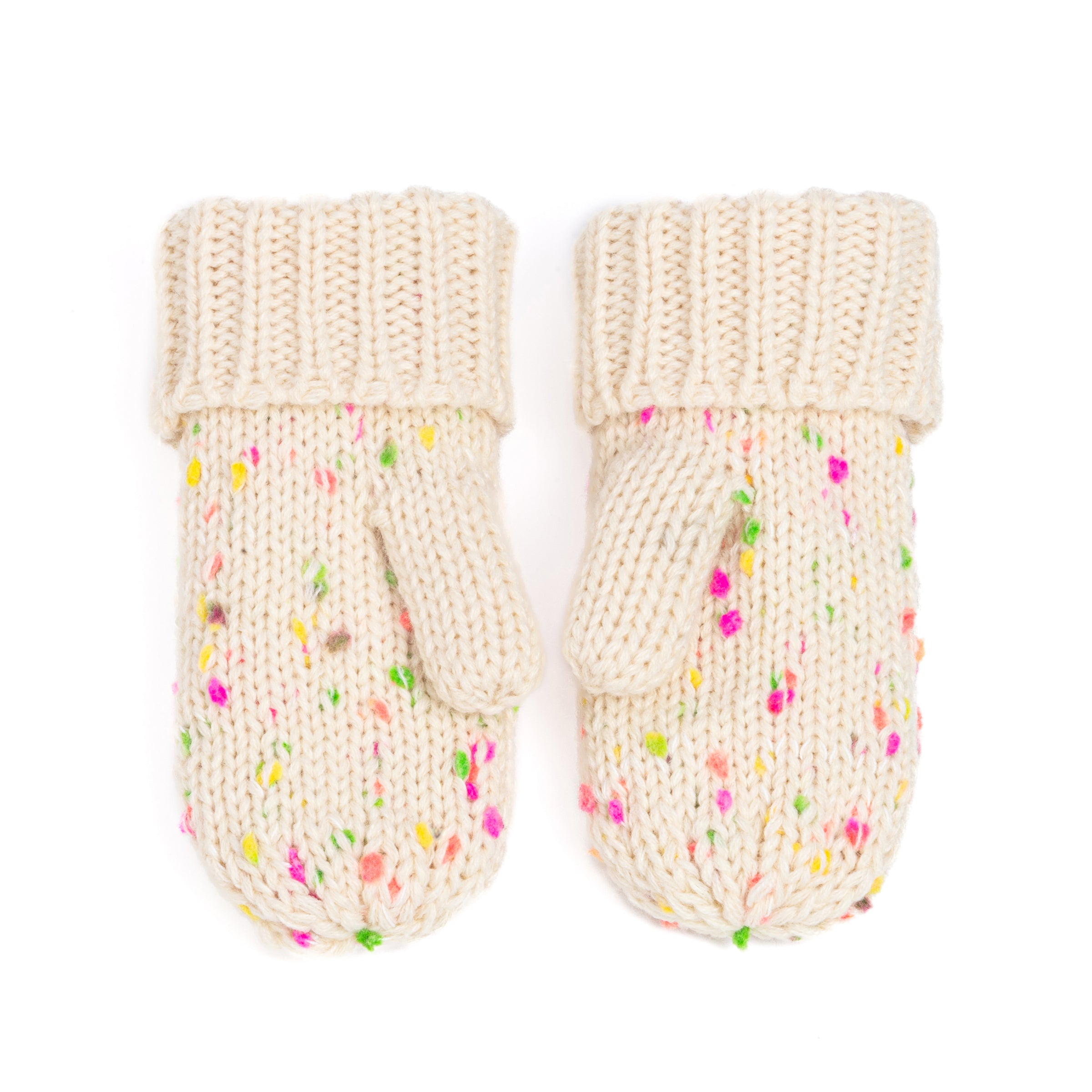 Girls Fun Speckled Knit Mittens For Kids All Ages 1-12 Years, Premium Quality, Fleece-lined Cold Weather Essential