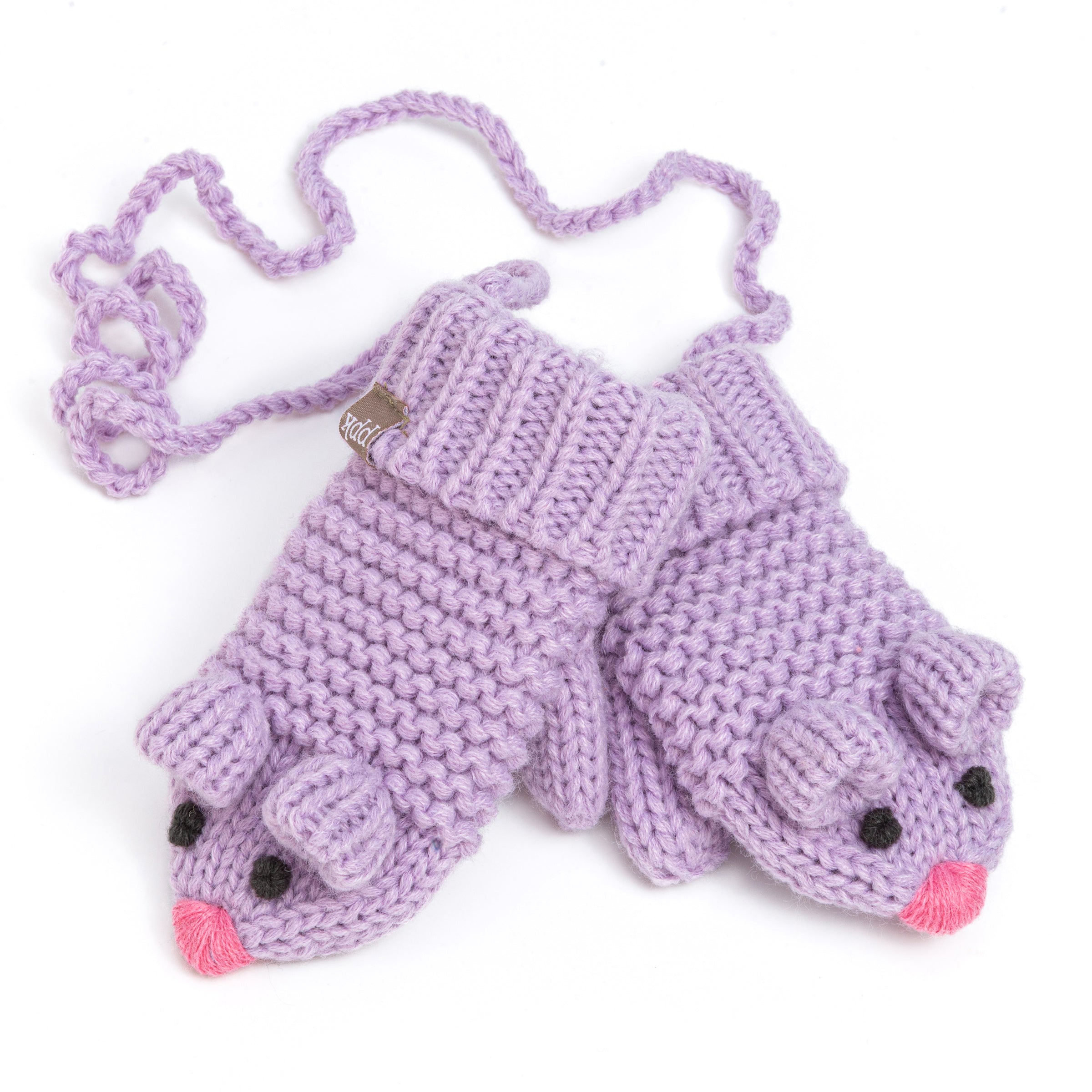 Mouse Face Knit Mittens With String For Kids 1-6 Years, Cozy, Cute & Connected For Little Hands, Premium Quality