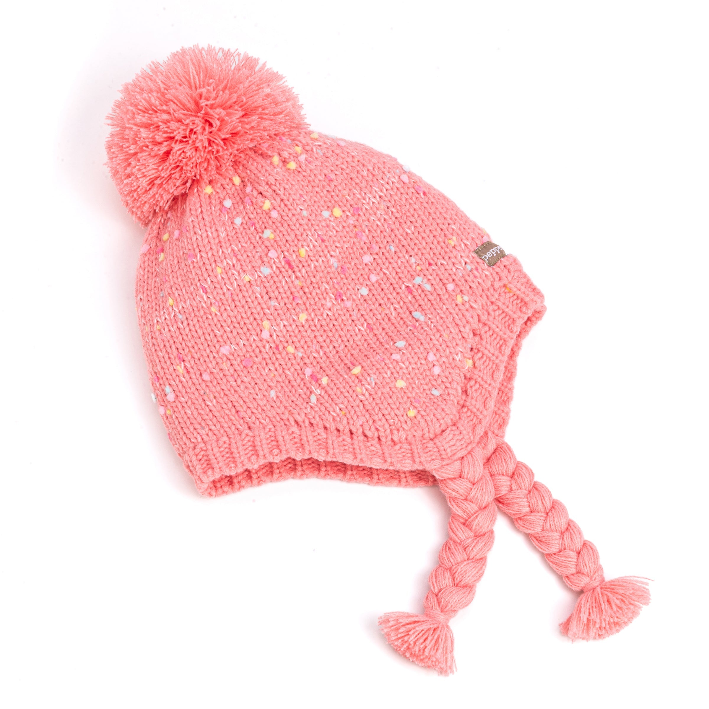 Girls Warm Knit Earflap Hat, Fleece Lined Cold-weather Essential For Kids 1-12 Years
