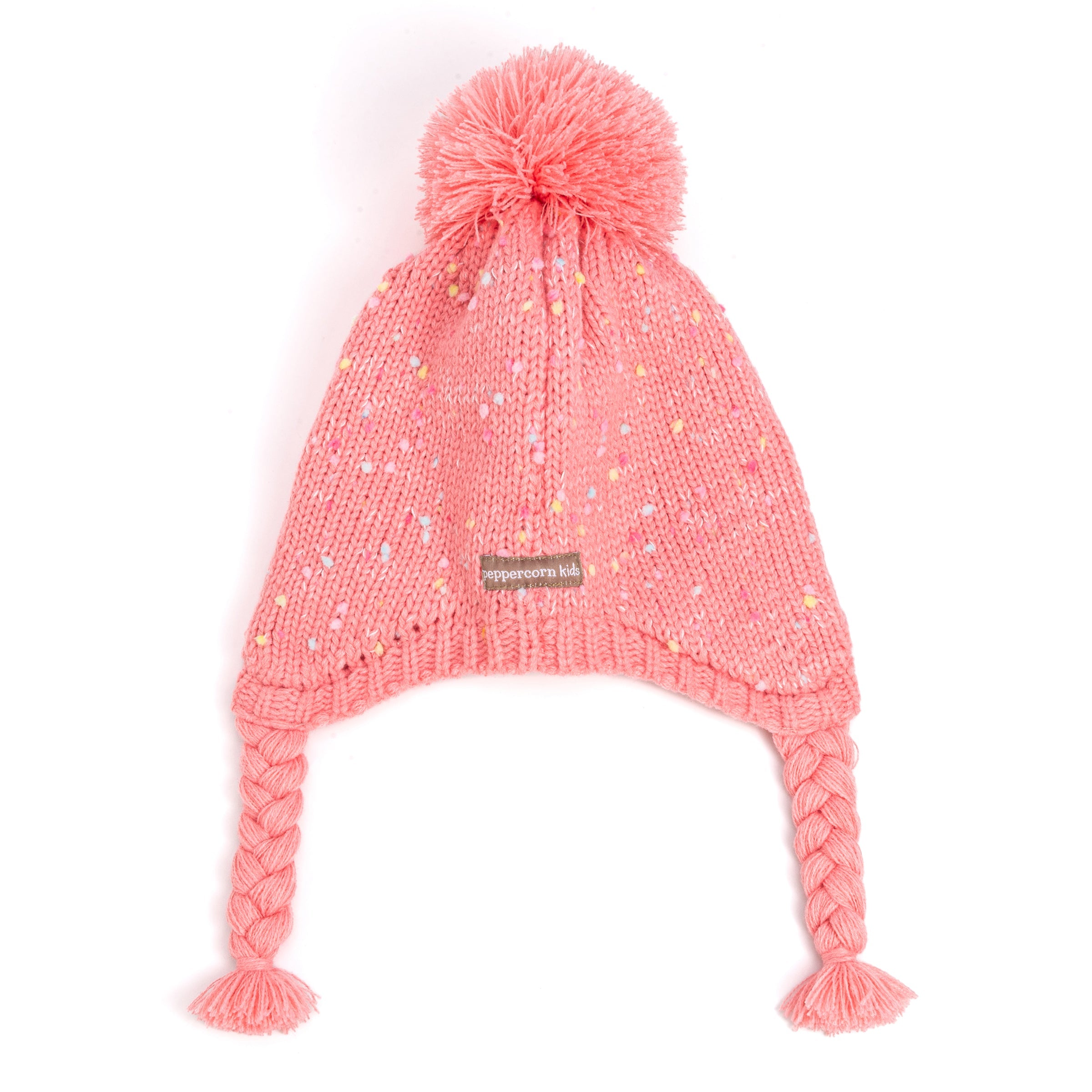 Girls Warm Knit Earflap Hat, Fleece Lined Cold-weather Essential For Kids 1-12 Years