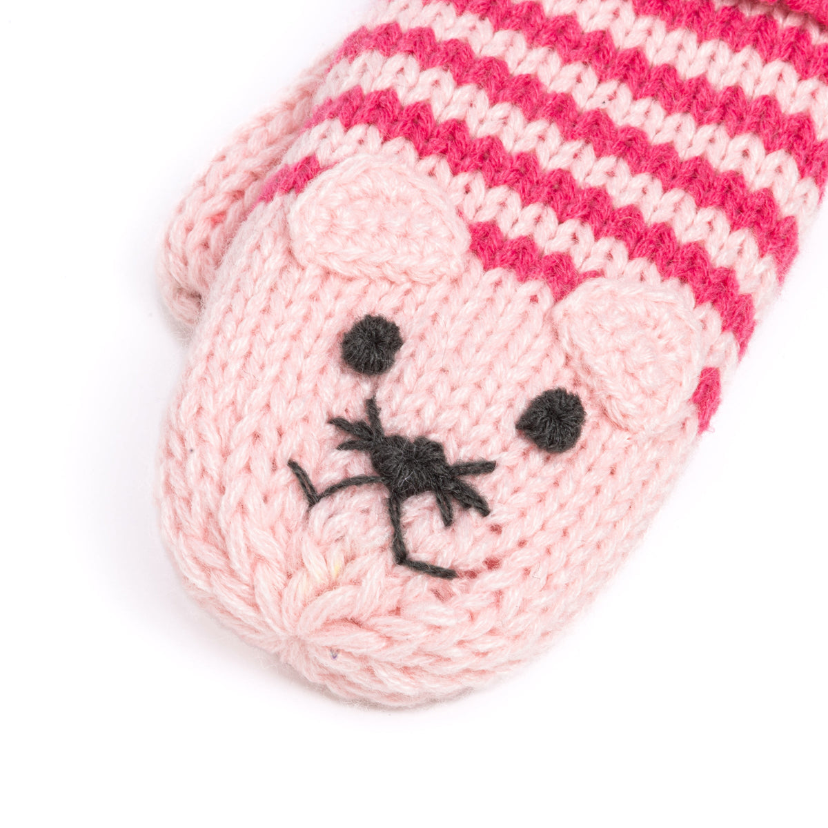 Kids Kitty Cat Stripe Knit Mittens - Soft, Fleece Lined, For Toddlers And Children Of All Ages
