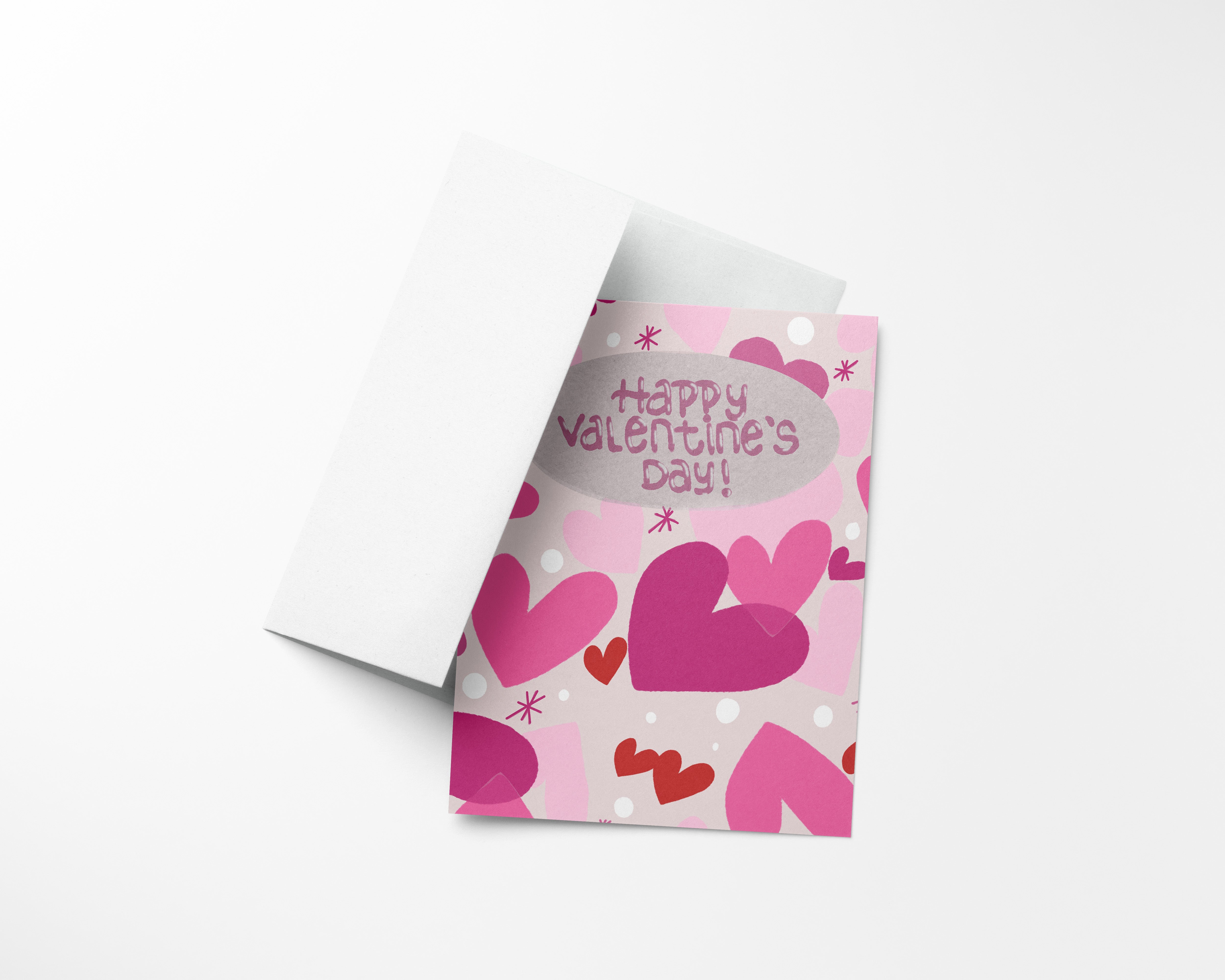 Happy Valentine’s Day Greeting Card – Modern Pink Hearts Valentine Card