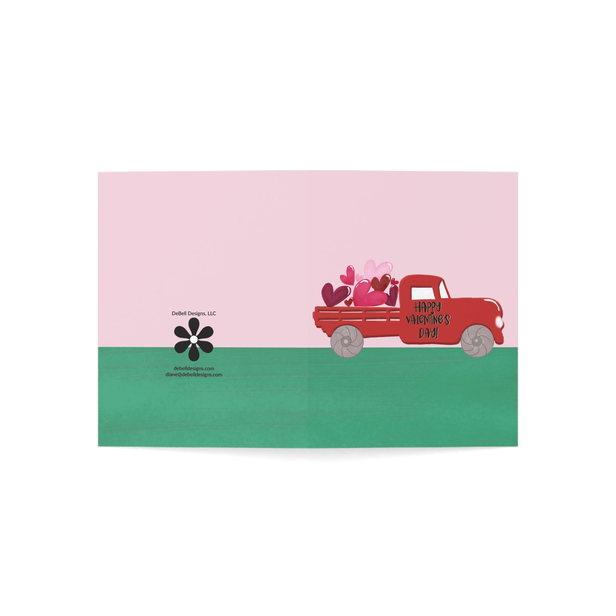 Happy Valentine’s Day Greeting Card – Vintage Red Truck With Hearts