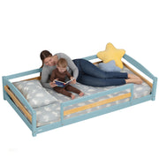 Twin Floor Bed With Safety Guardrails For Kids - Montessori Inspired