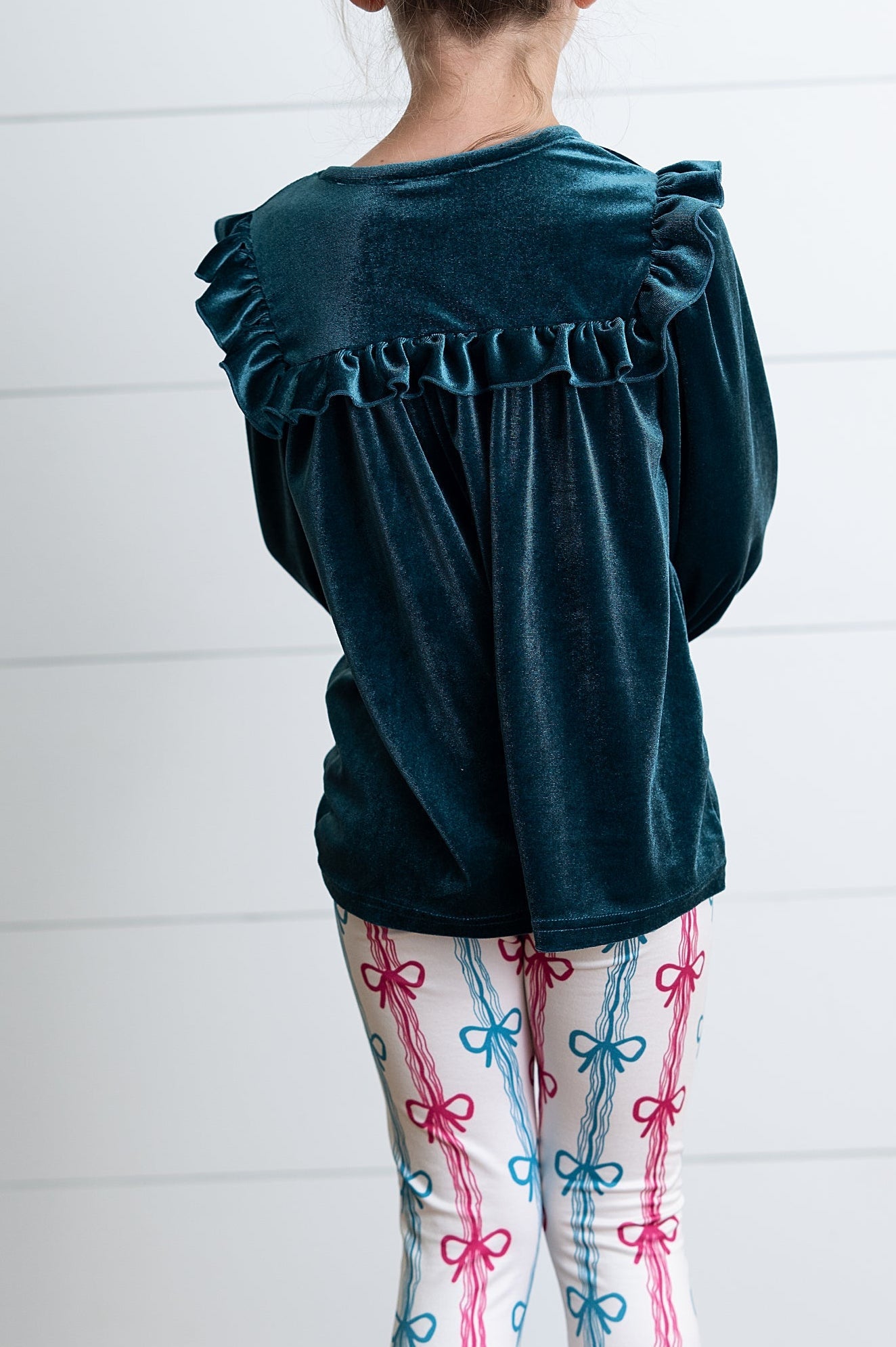 Velvet Teal Coquette Bow Pant Set