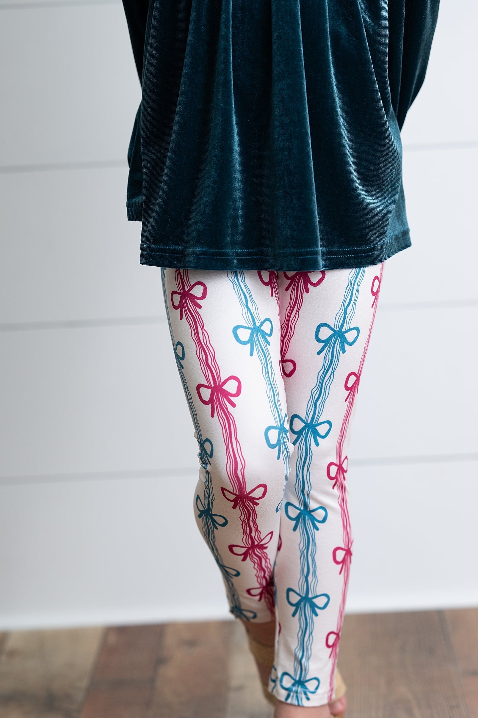 Velvet Teal Coquette Bow Pant Set