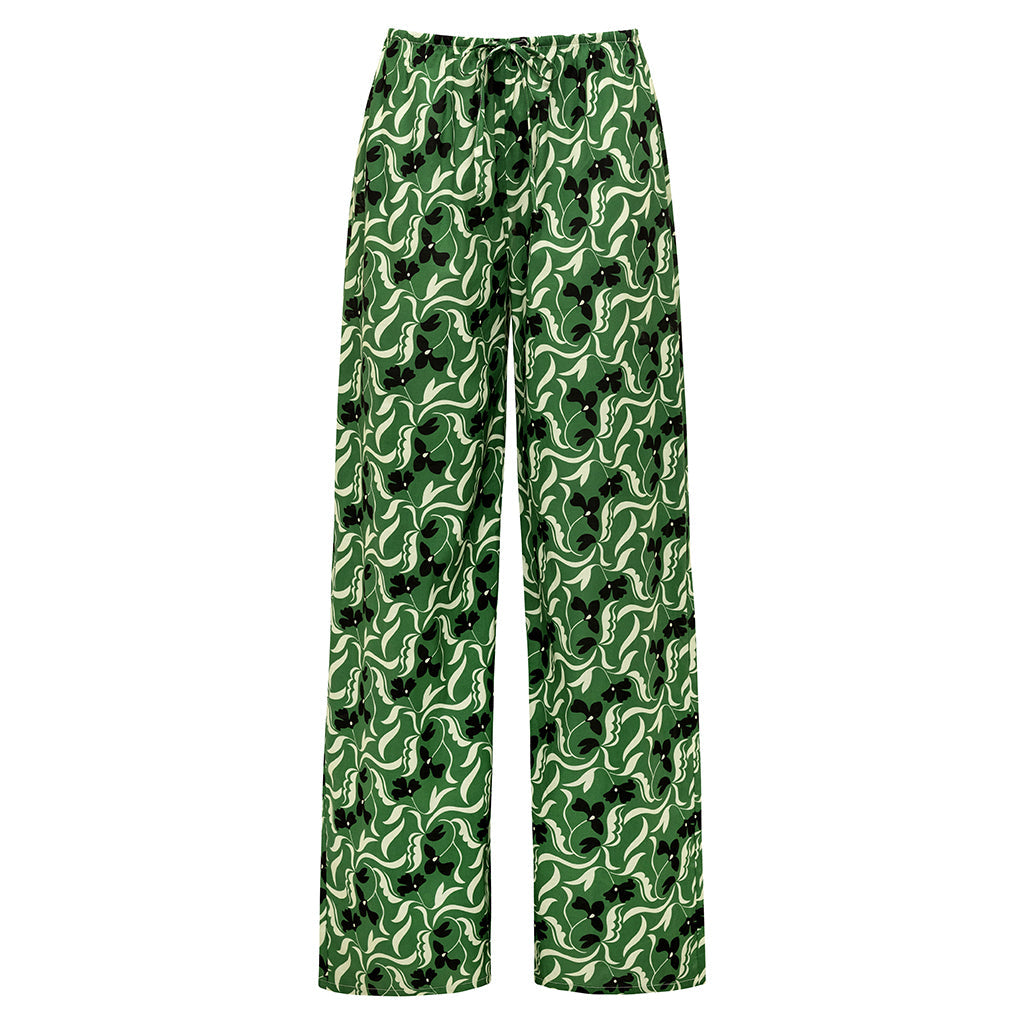 Veronica Floral Drawstring Wide Leg Pant