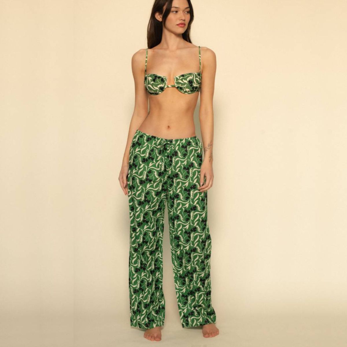 Veronica Floral Drawstring Wide Leg Pant