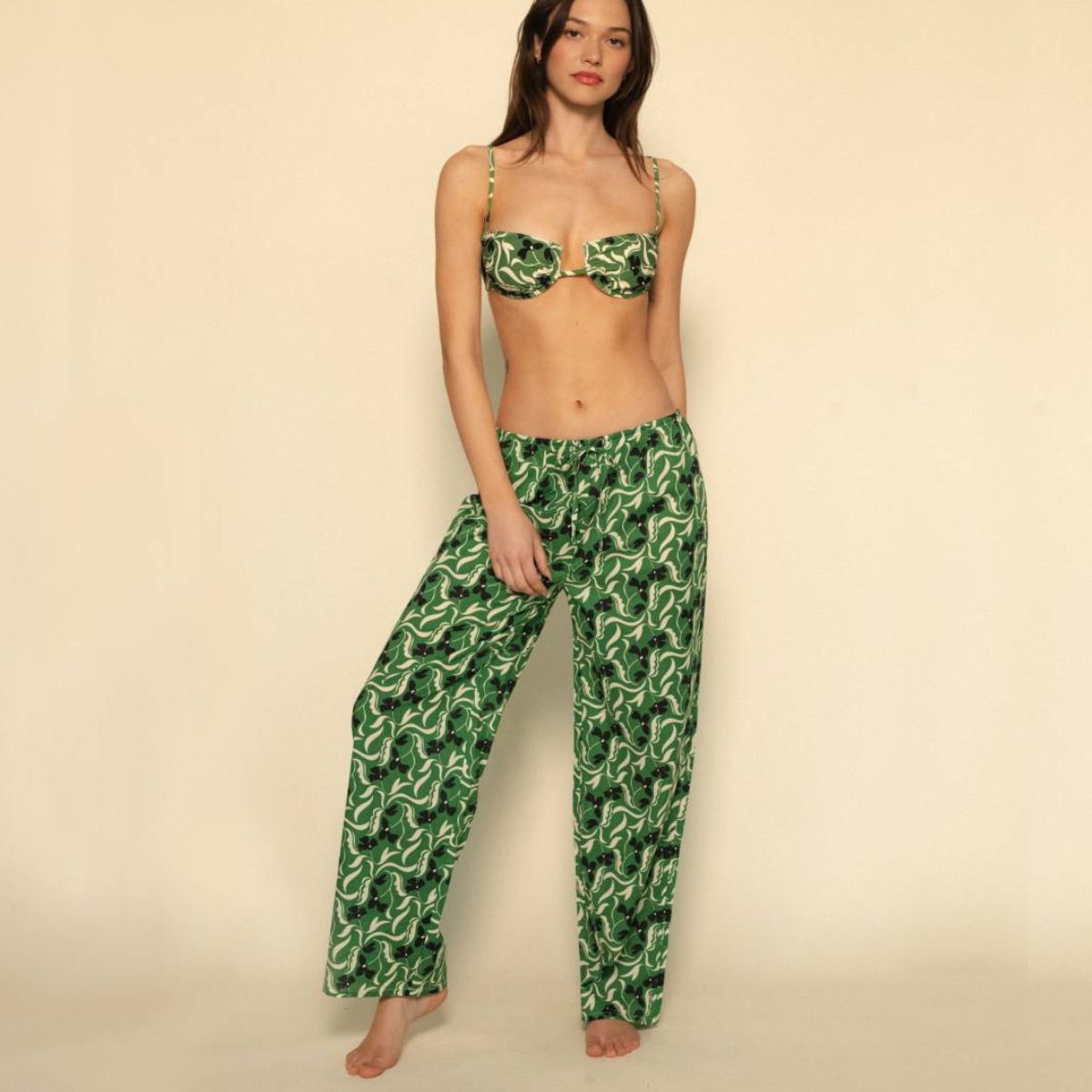 Veronica Floral Drawstring Wide Leg Pant
