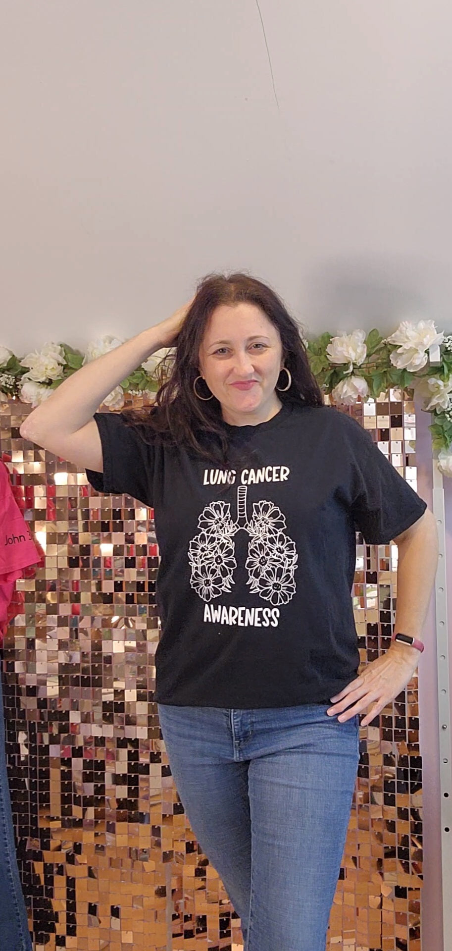 Pre-order- Lung Cancer Awareness- Hand Drawn Floral Lungs Graphic Tee- Handmade