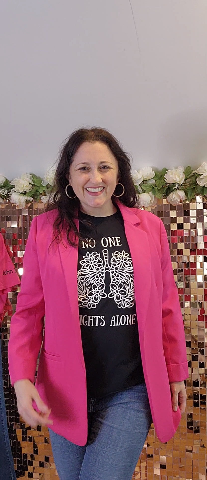 Pre-order- No One Fights Alone- Hand Drawn Floral Lungs Graphic Tee- Handmade