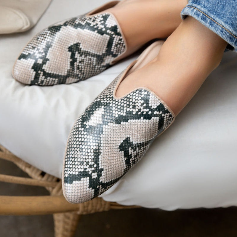 Vidi Mule In Natural Snake Leather