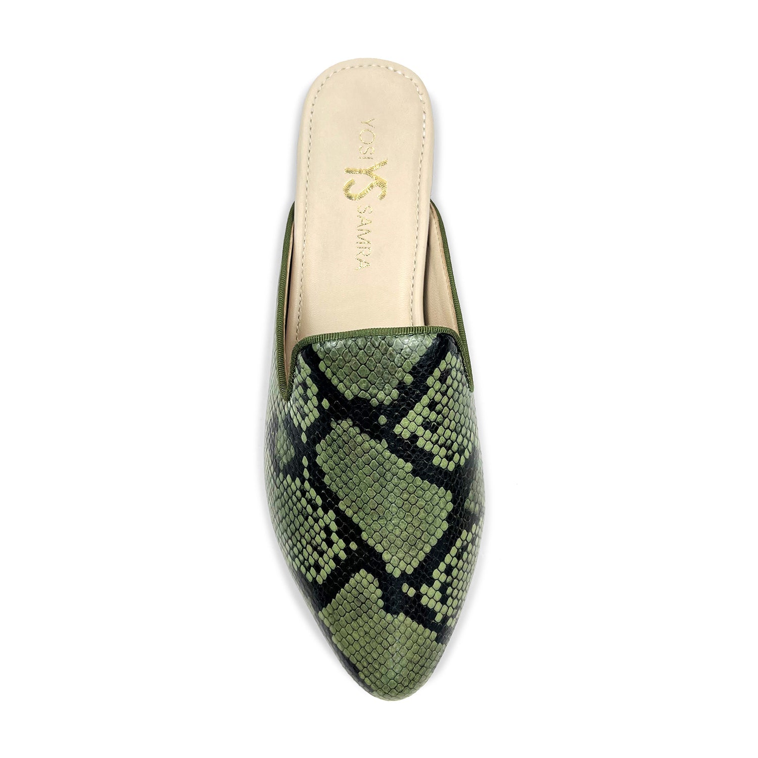 Vidi Mule In Green Snake Leather