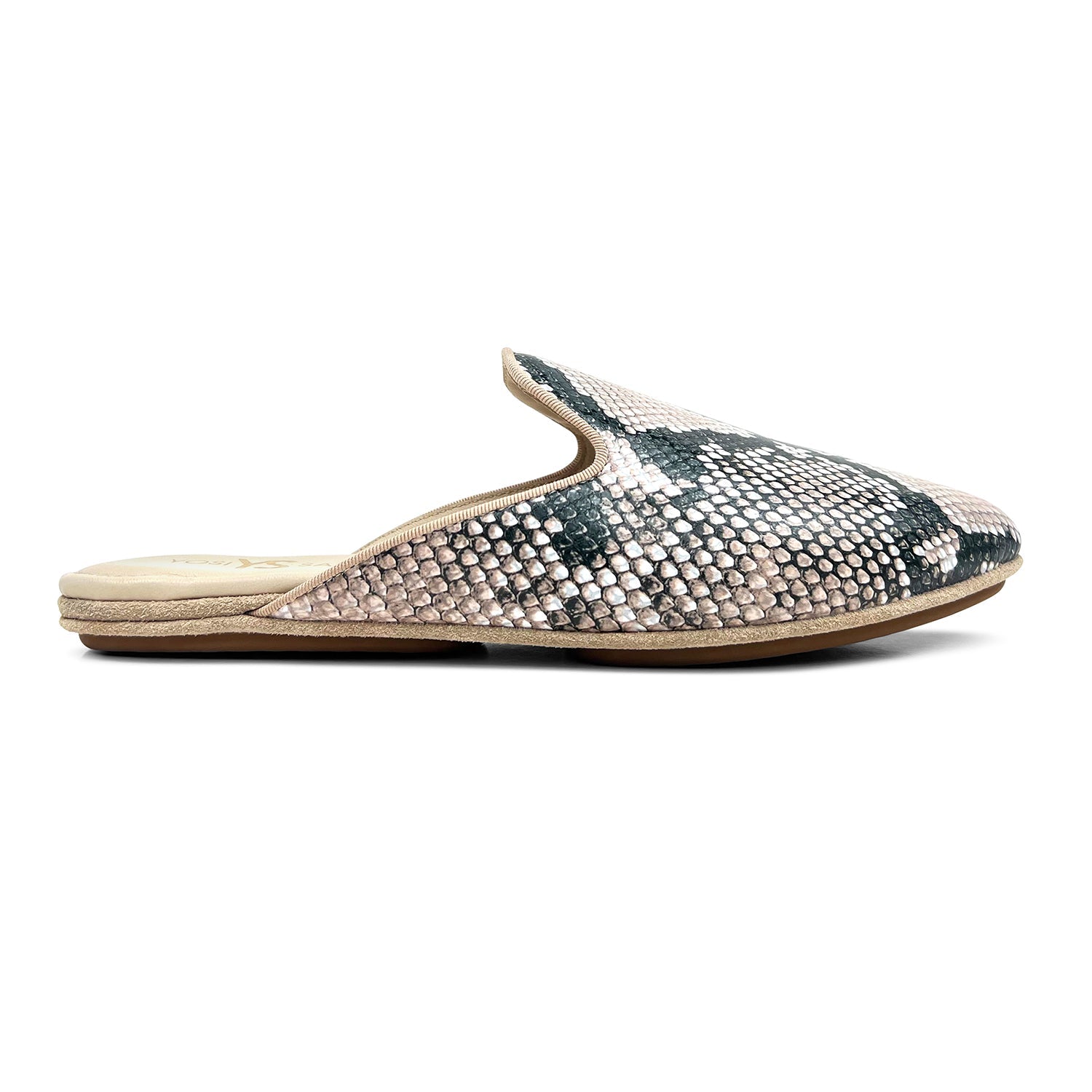 Vidi Mule In Natural Snake Leather