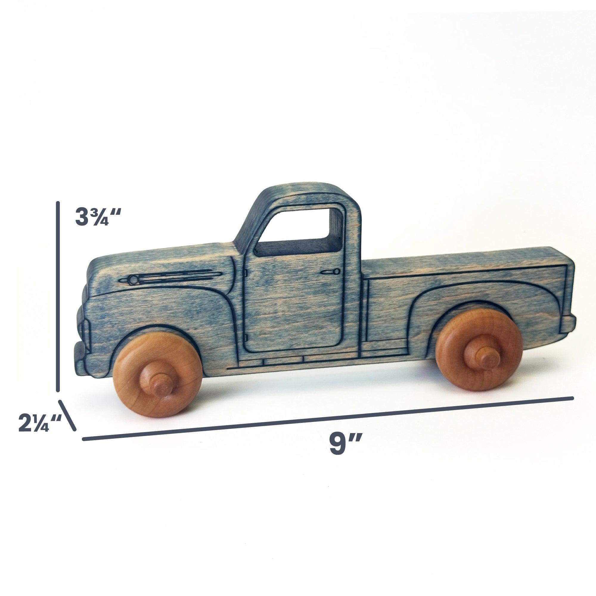Montessori Educational Blue Wooden Pickup Truck For Toddlers 1–3 | Eco-friendly Maple Wood Toy | Made In The Usa 🇺🇸