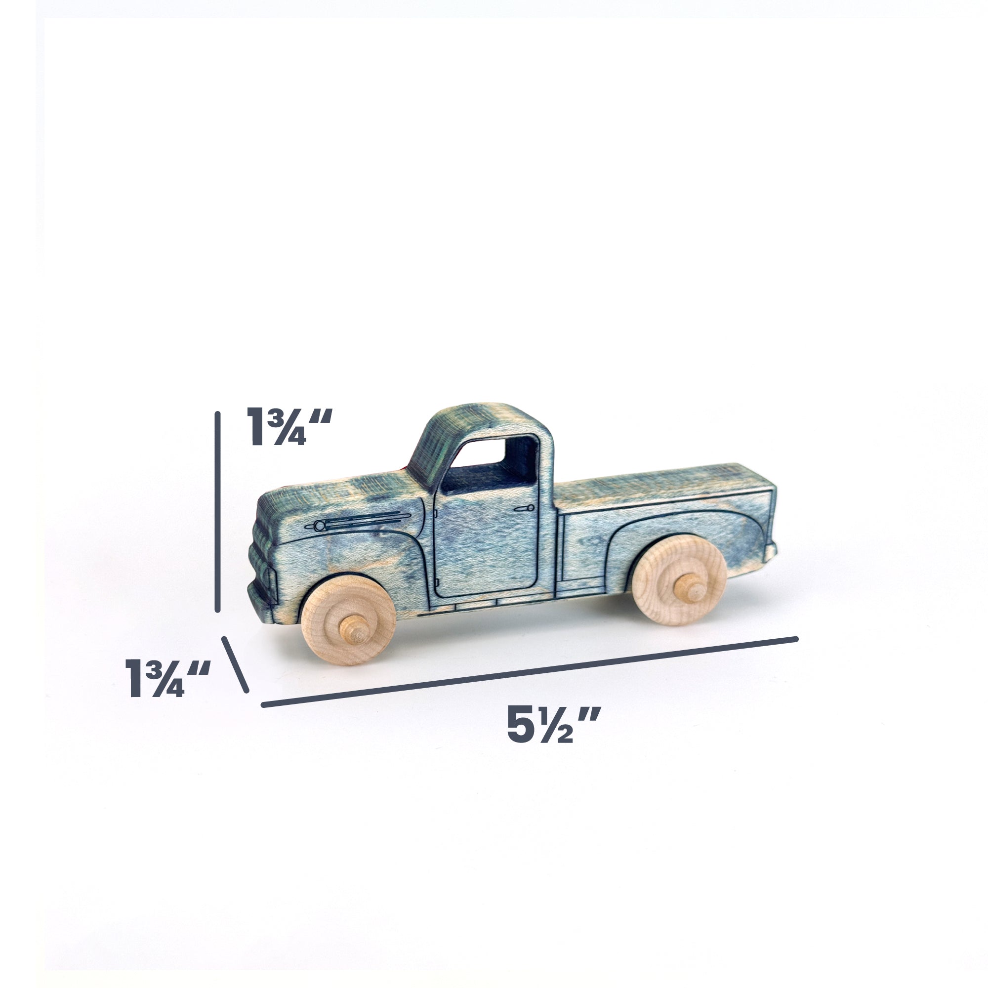 Montessori Educational Small Blue Wooden Pickup Truck For Toddlers 1–3 | Eco-friendly Maple Wood Toy | Made In The Usa 🇺🇸