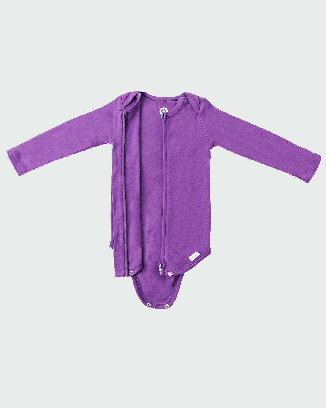 Long Sleeve Zipper Bodysuit In Violet, 6-9m