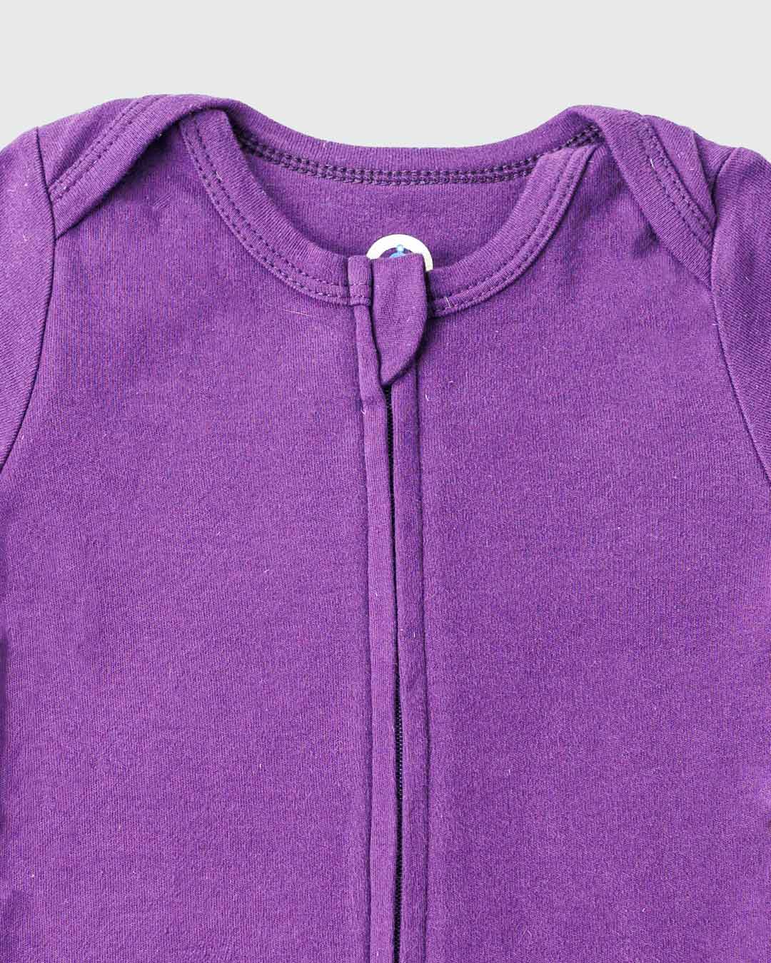 Long Sleeve Zipper Bodysuit In Violet