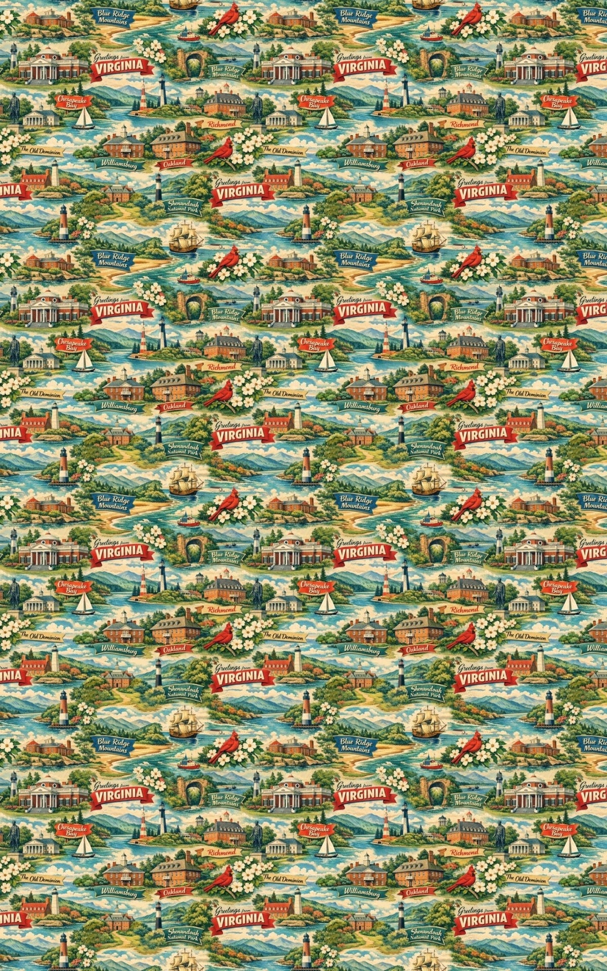 Virginia Postcard Memories Wrapping Paper