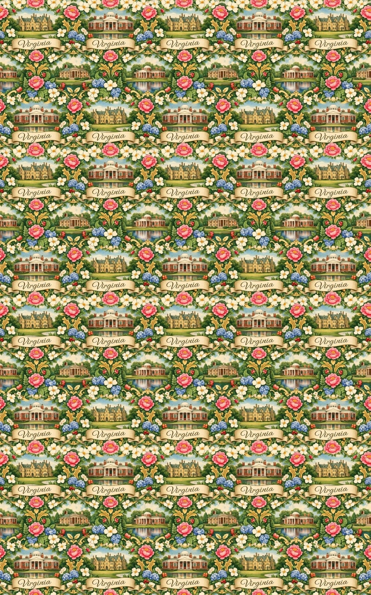 Virginia Colonial Garden Wrapping Paper