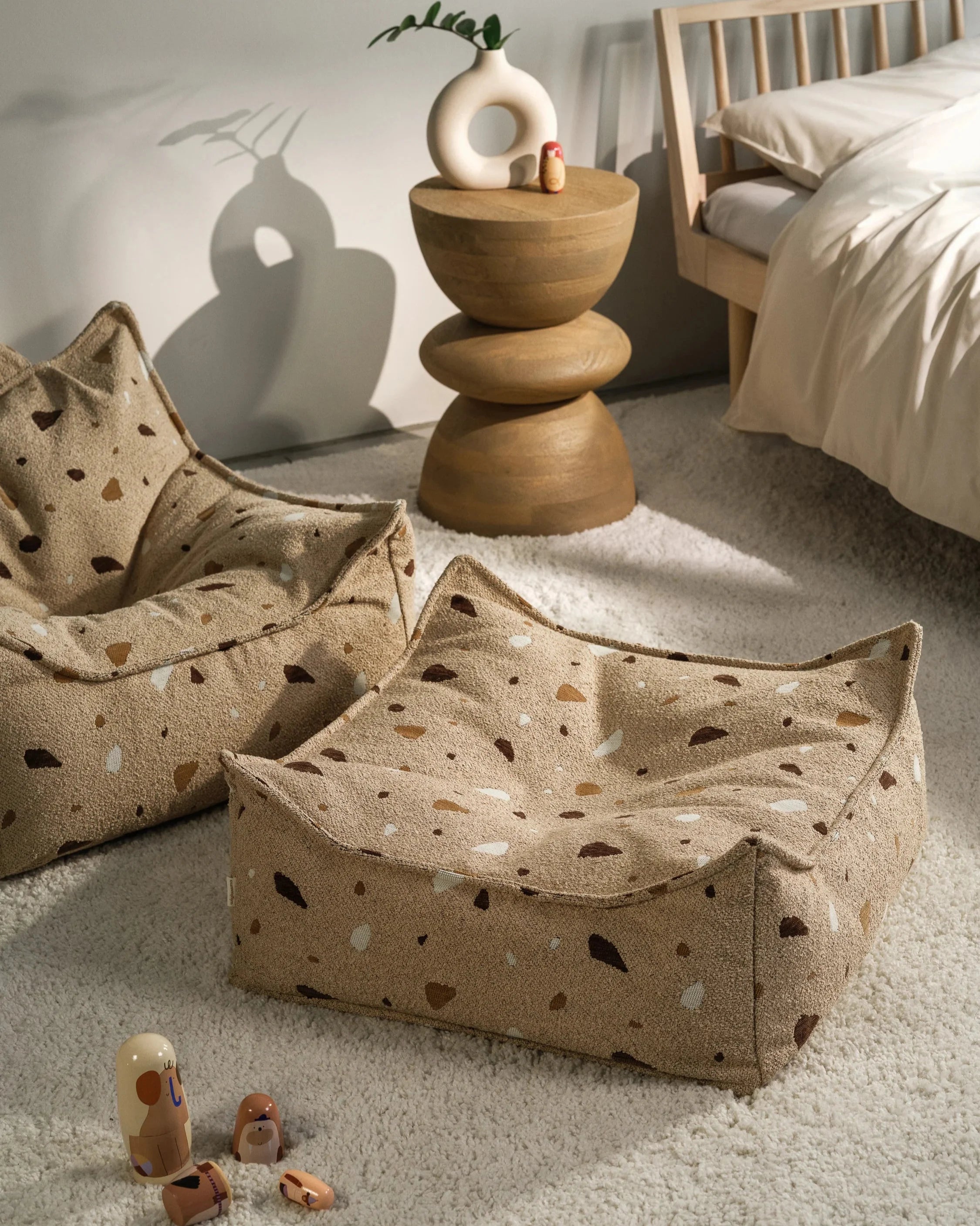 Terrazzo Sand Beanbag Chair And Ottoman Set