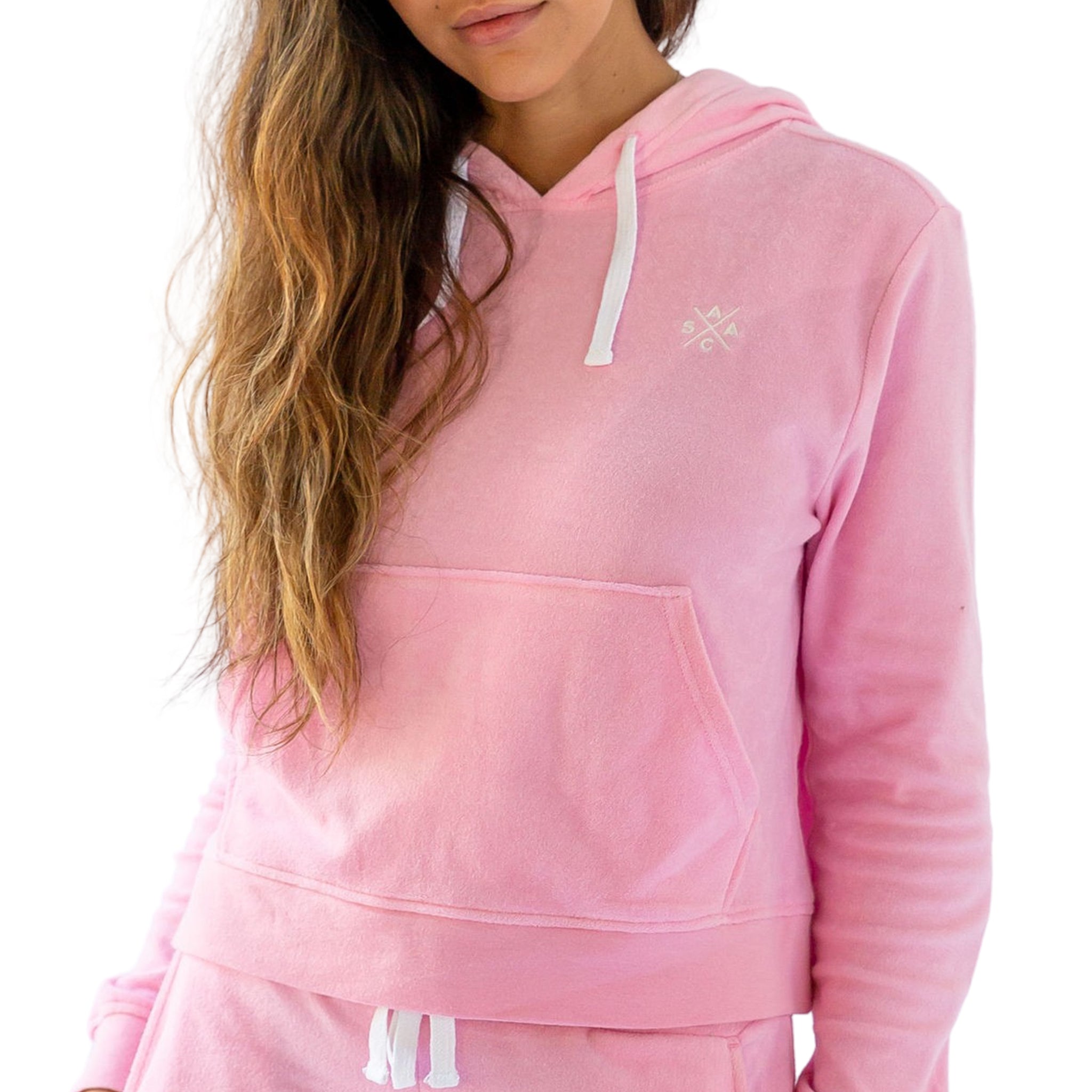 Women's Ac Pink Terry Cropped Hoodie