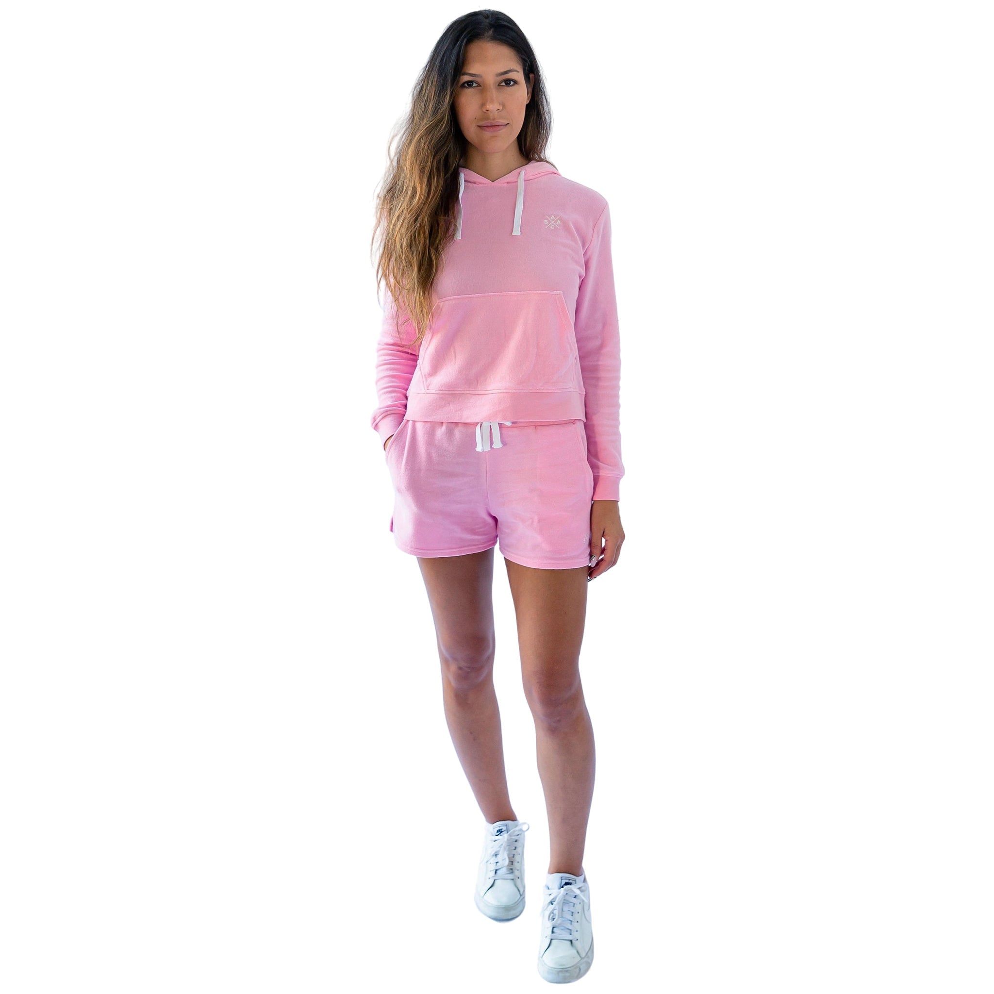 Women's Ac Pink Terry Cropped Hoodie