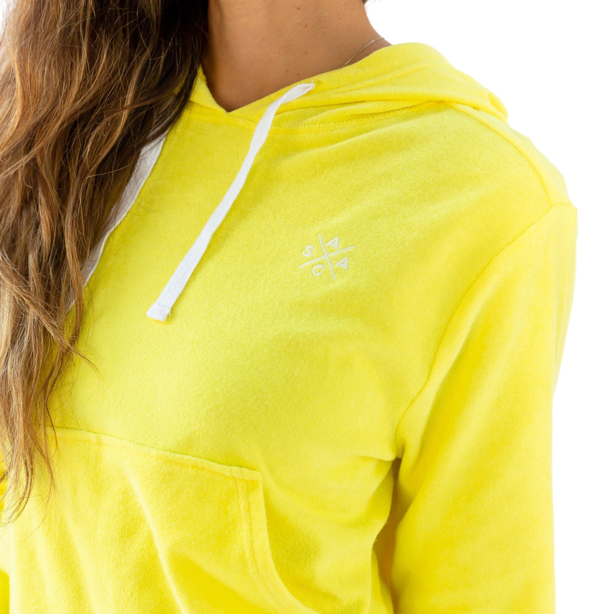 Women's Ac Yellow Terry Cropped Hoodie