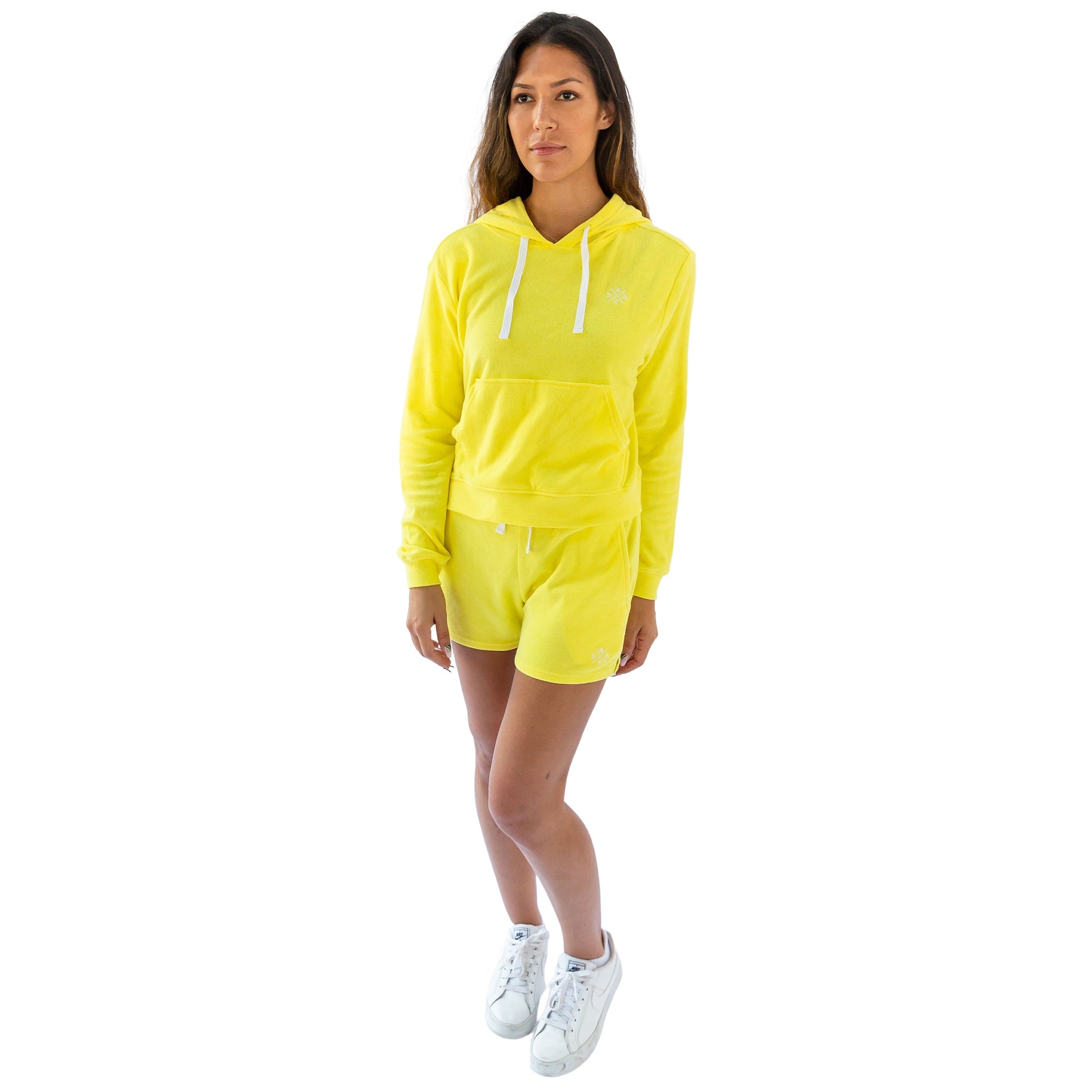 Women's Ac Yellow Terry Cropped Hoodie