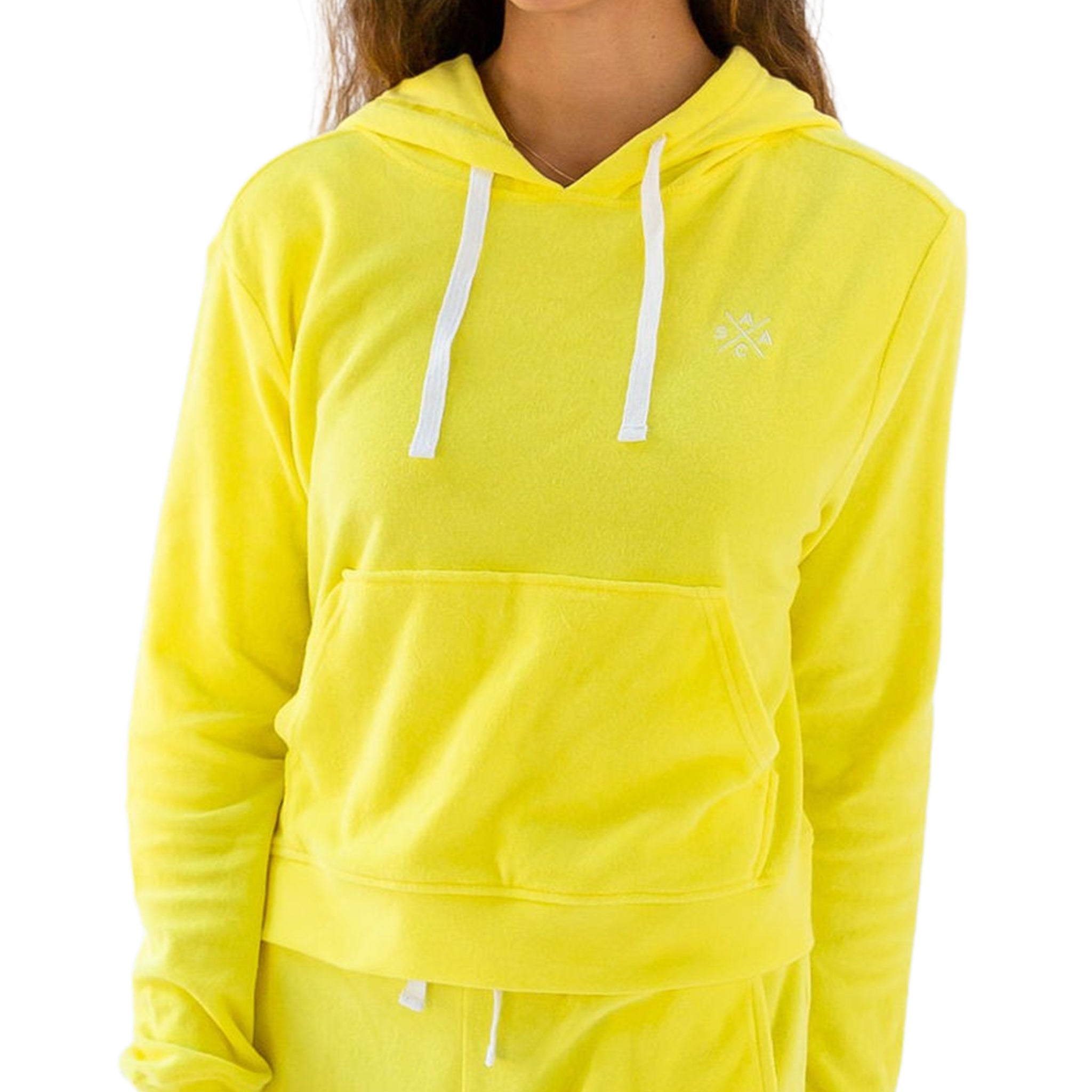 Women's Ac Yellow Terry Cropped Hoodie