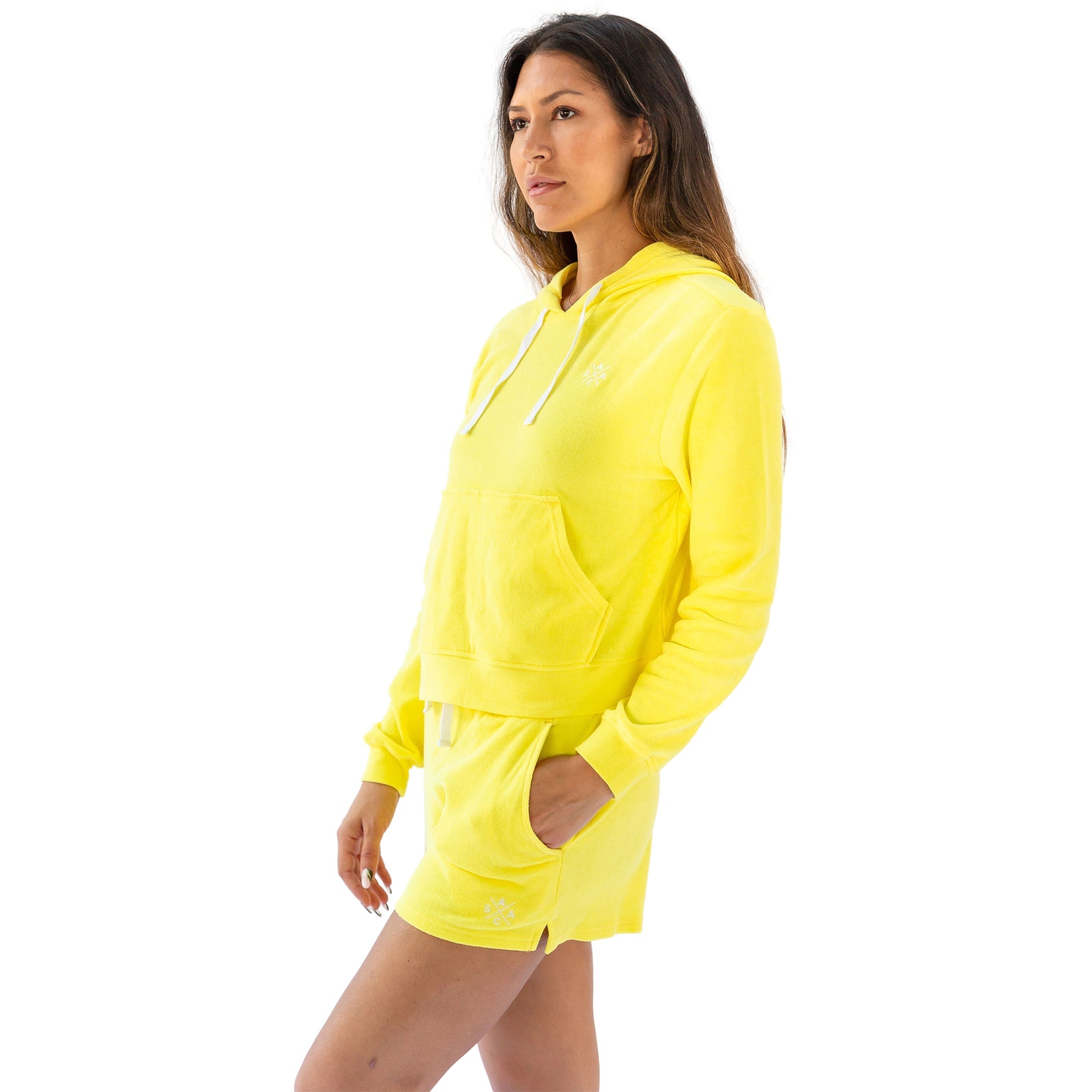 Women's Ac Yellow Terry Cropped Hoodie