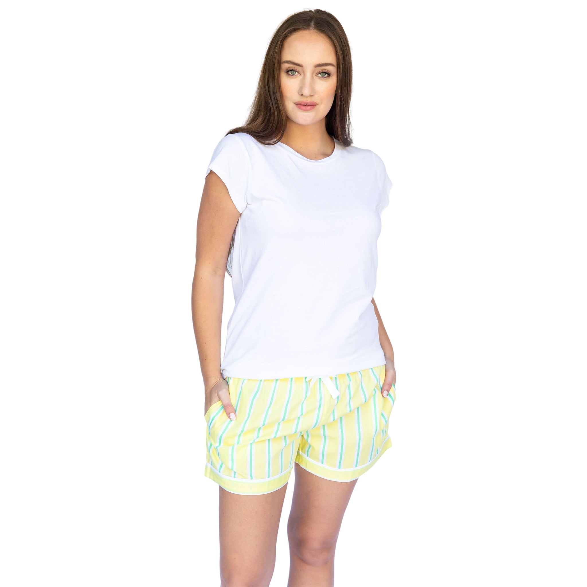 Women's Andy Cohen Yellow + Green Stripe Boxer Shorts