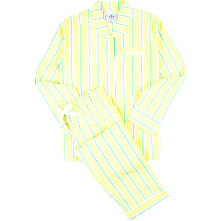 Women's Andy Cohen Yellow + Green Stripe Pj Pant Set