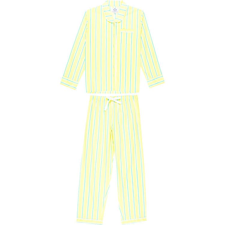 Women's Andy Cohen Yellow + Green Stripe Pj Pant Set