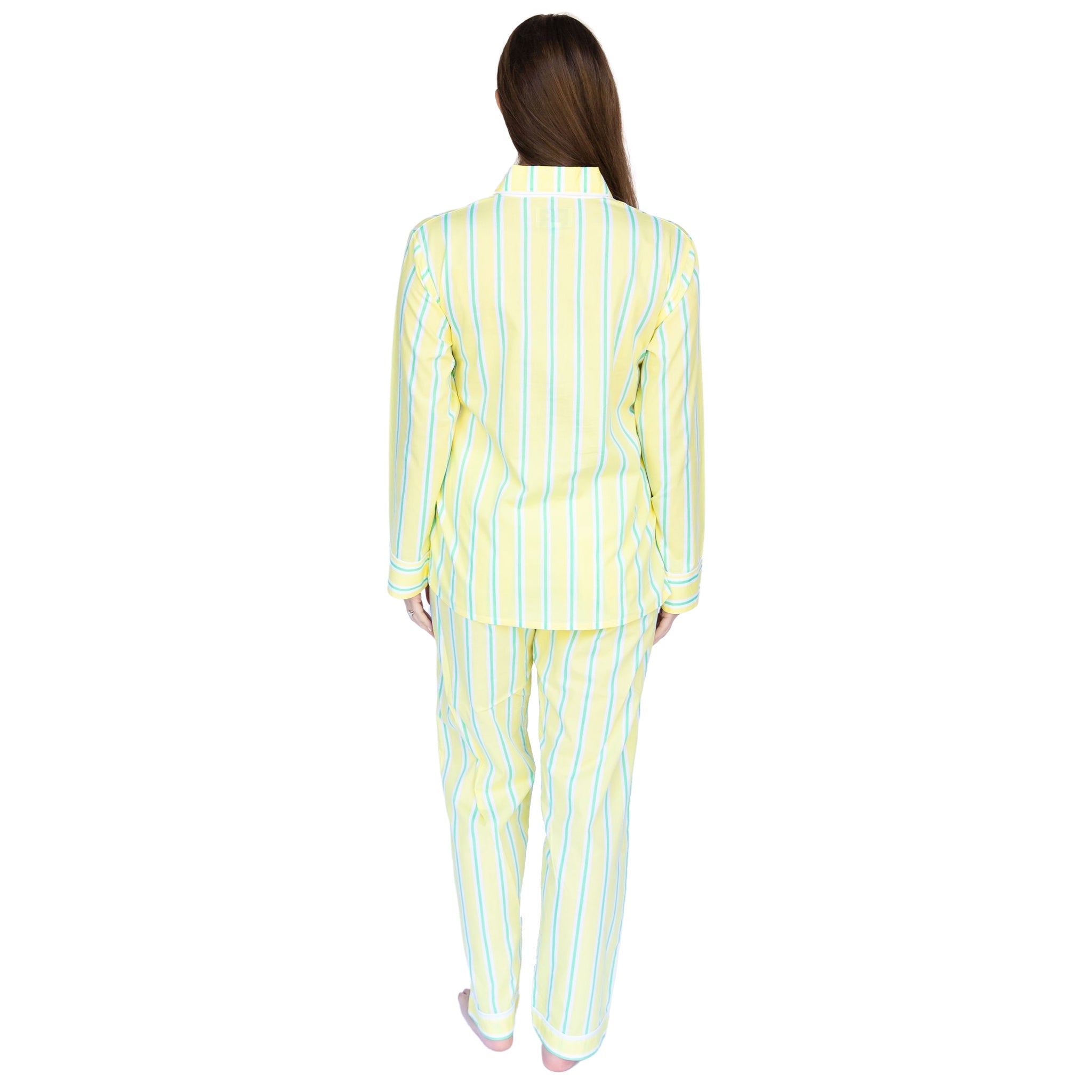 Women's Andy Cohen Yellow + Green Stripe Pj Pant Set