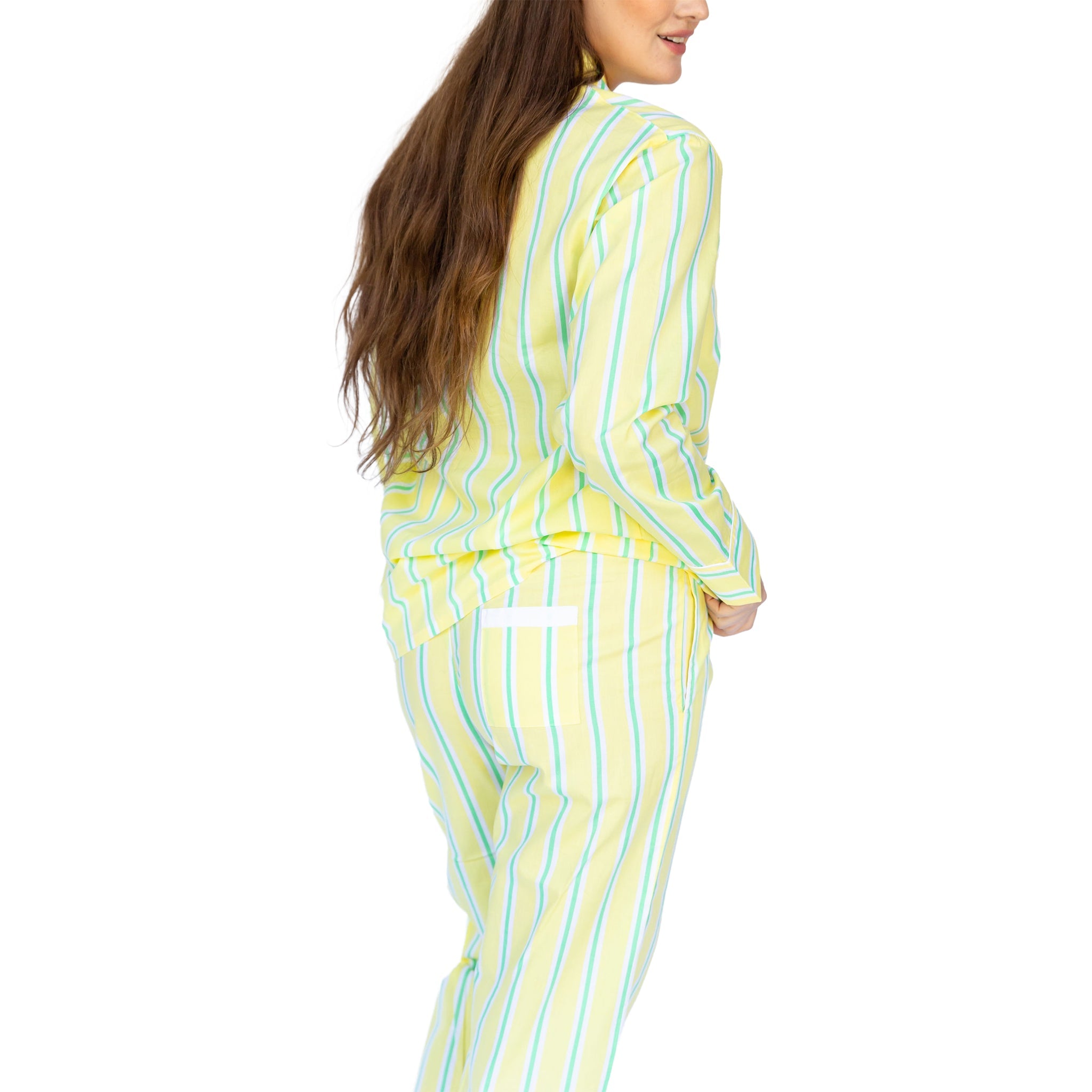 Women's Andy Cohen Yellow + Green Stripe Pj Pant Set