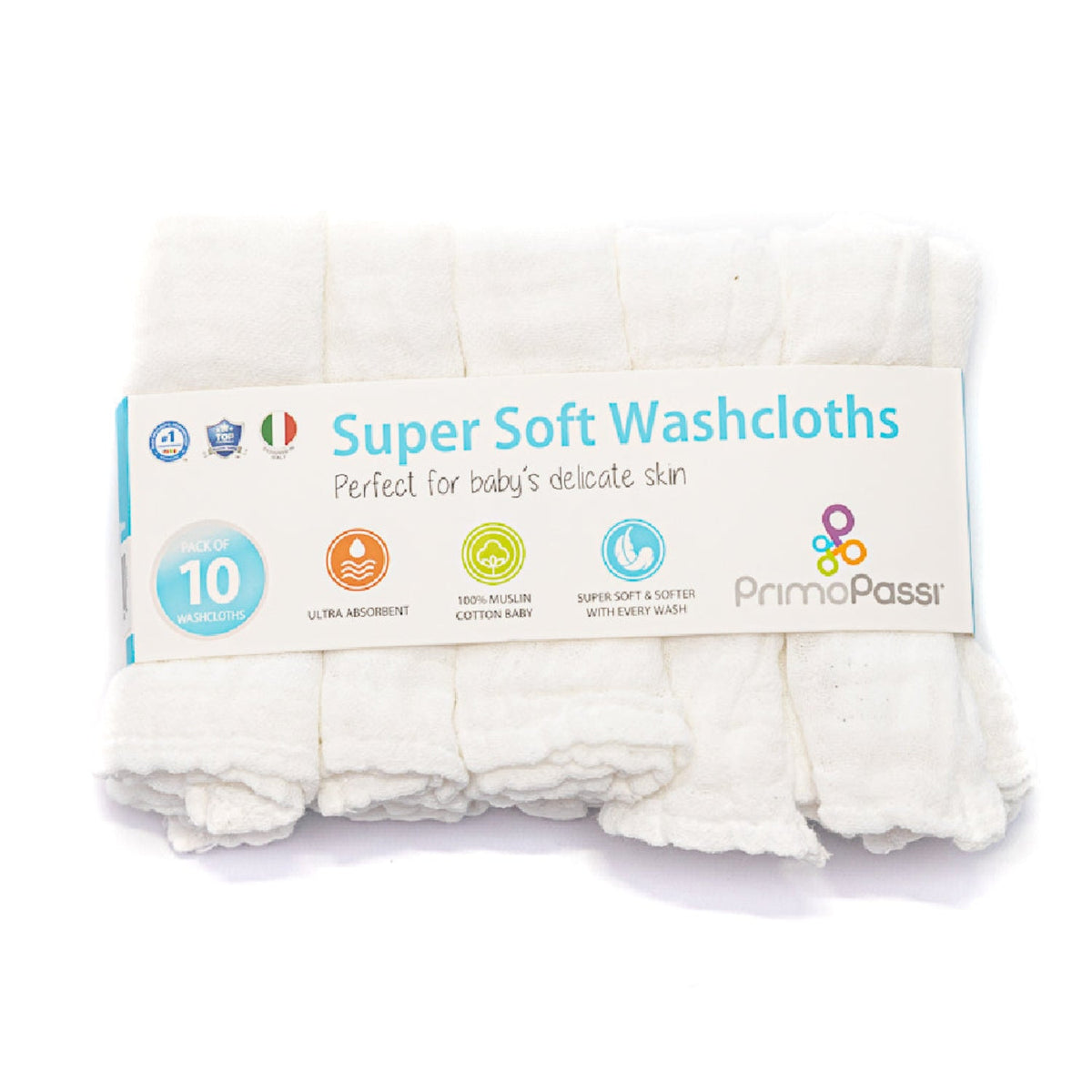 Muslin Baby Washcloths – 10 Pack, White |