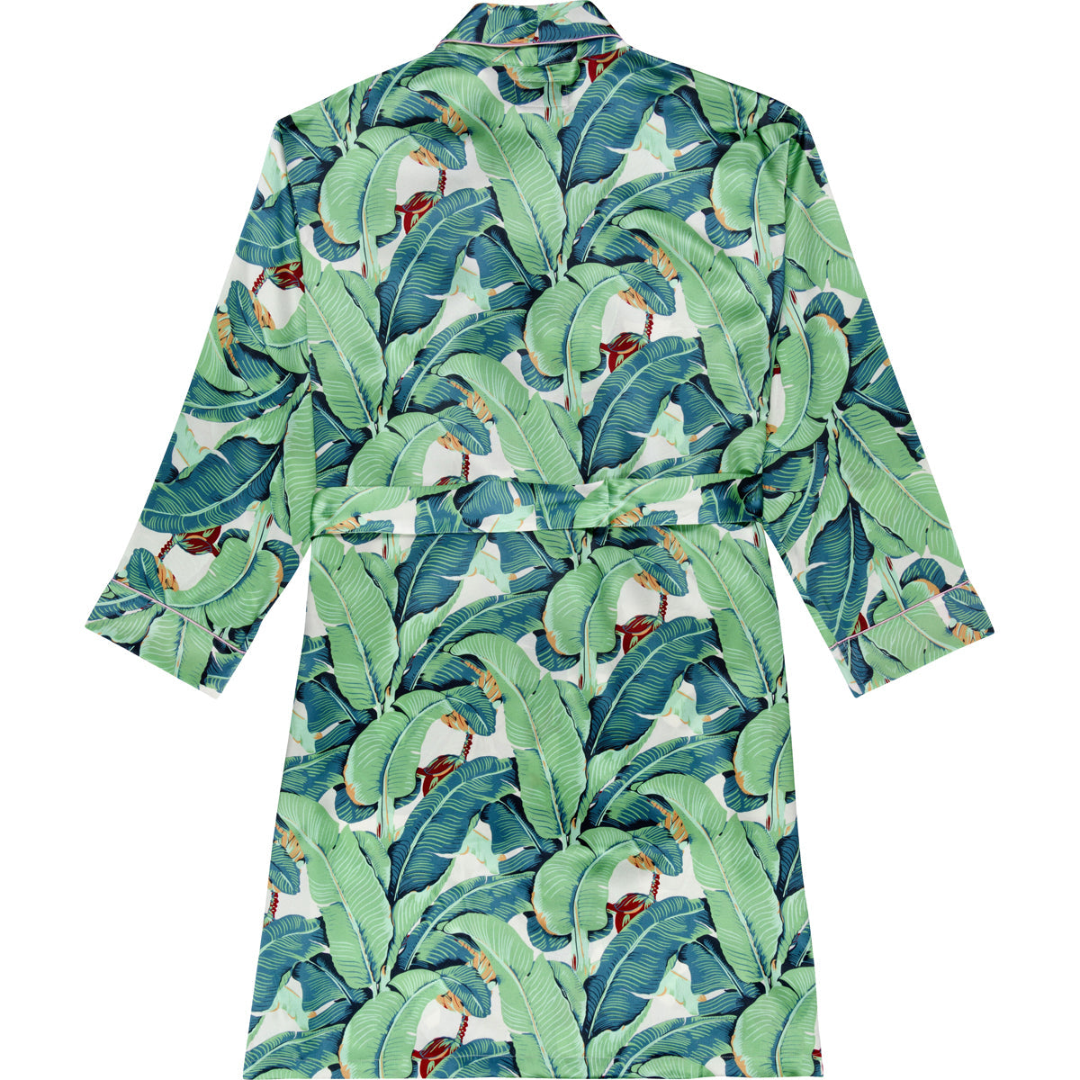 Women's Banana Leaf Green Robe - Silk