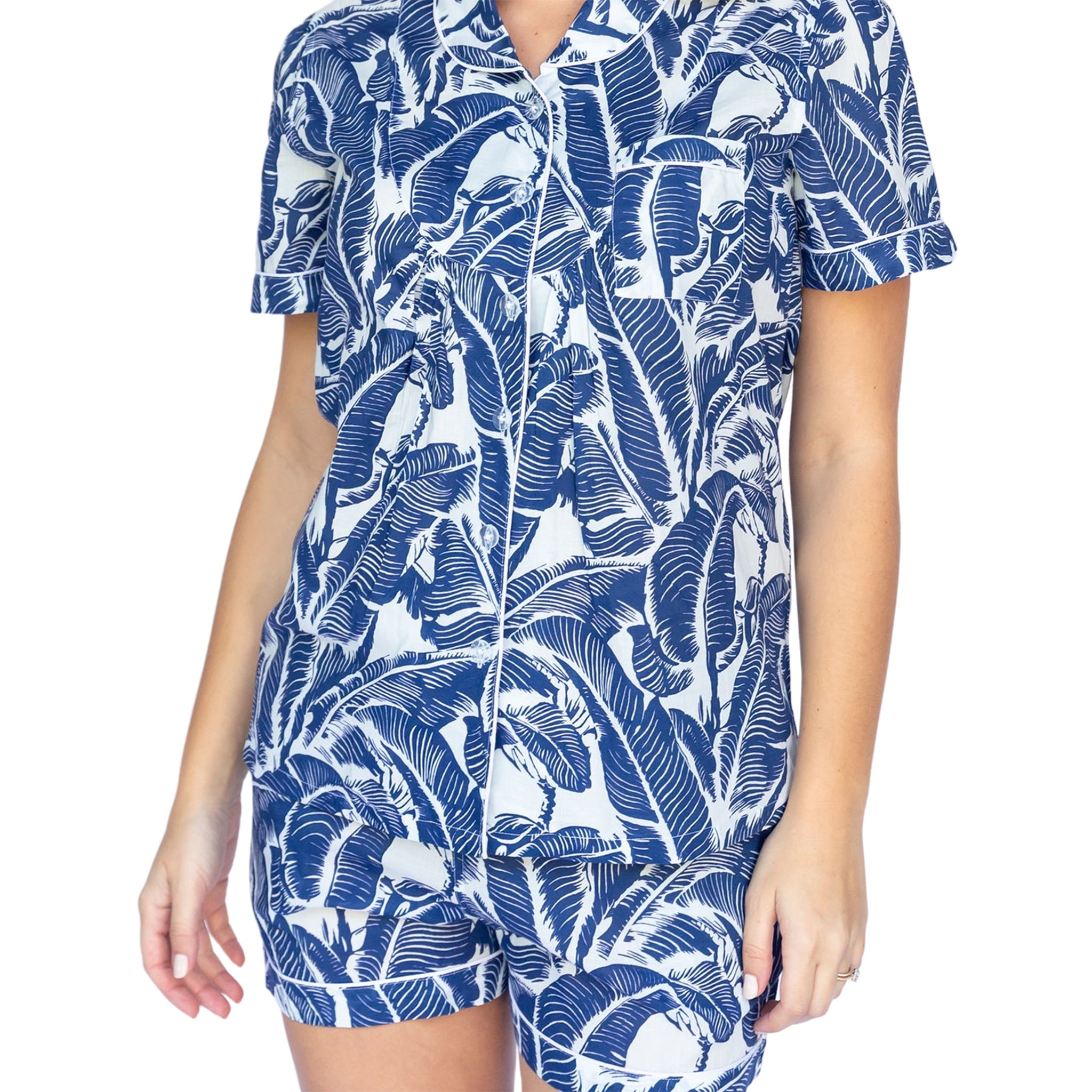 Women's Blue Martinique® Banana Leaf Shirt + Boxer Set