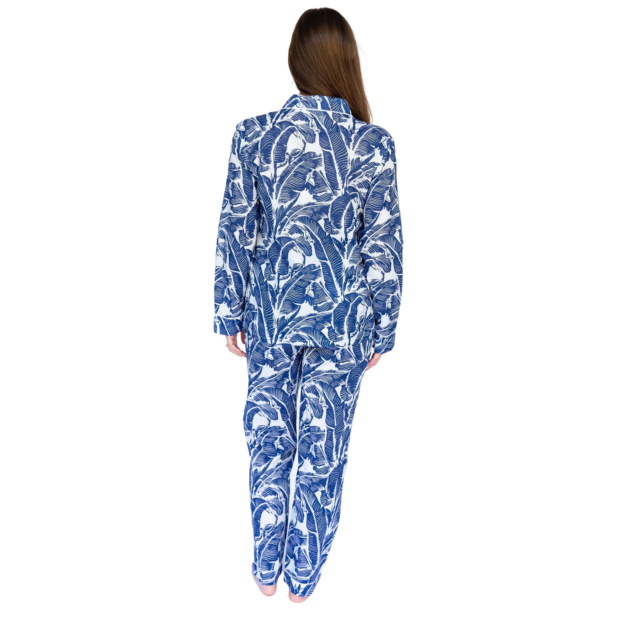 Women's Blue Martinique® Banana Leaf Long Pj Set