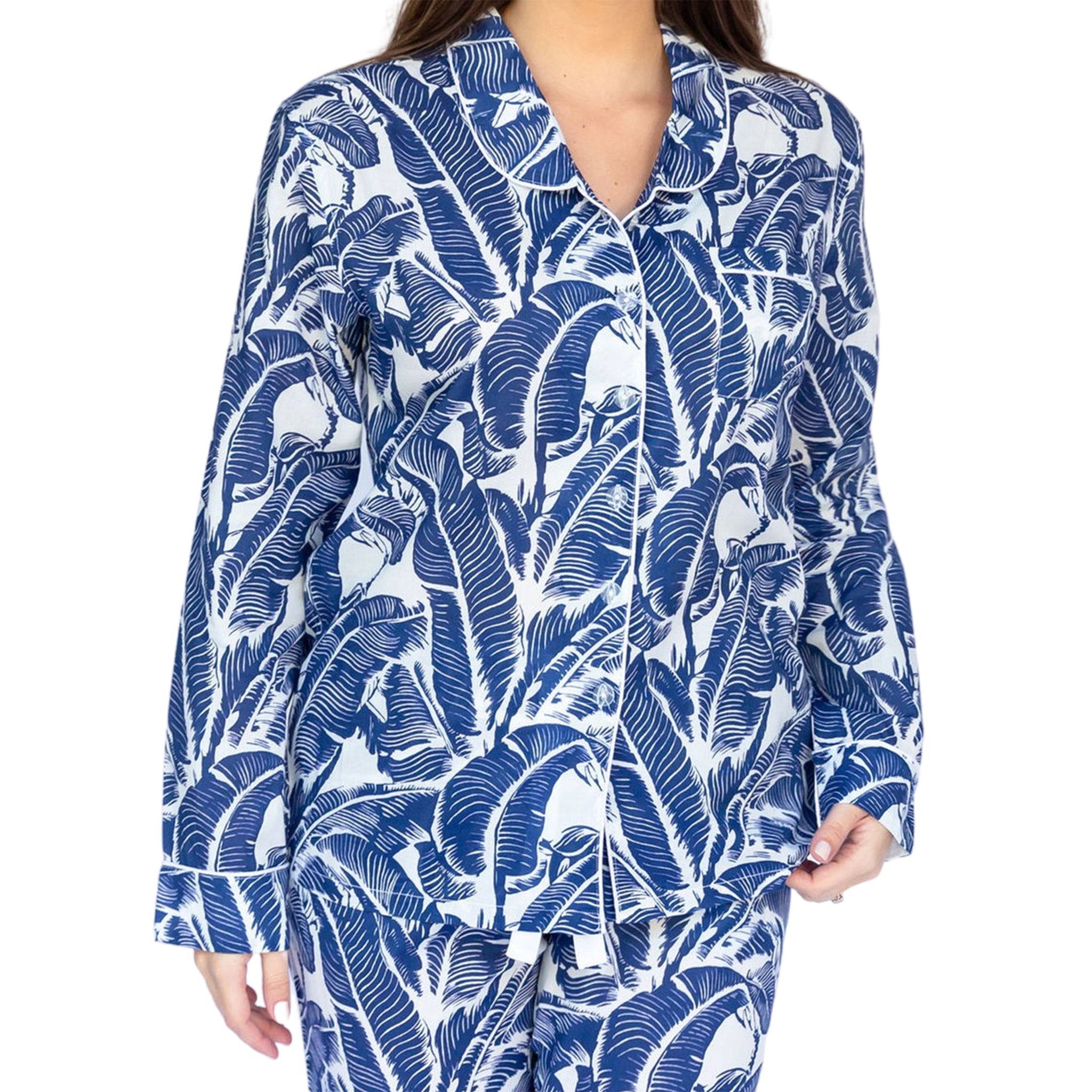 Women's Blue Martinique® Banana Leaf Long Pj Set