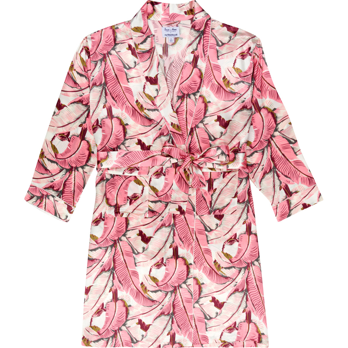 Women's Banana Leaf Pink Robe - Silk