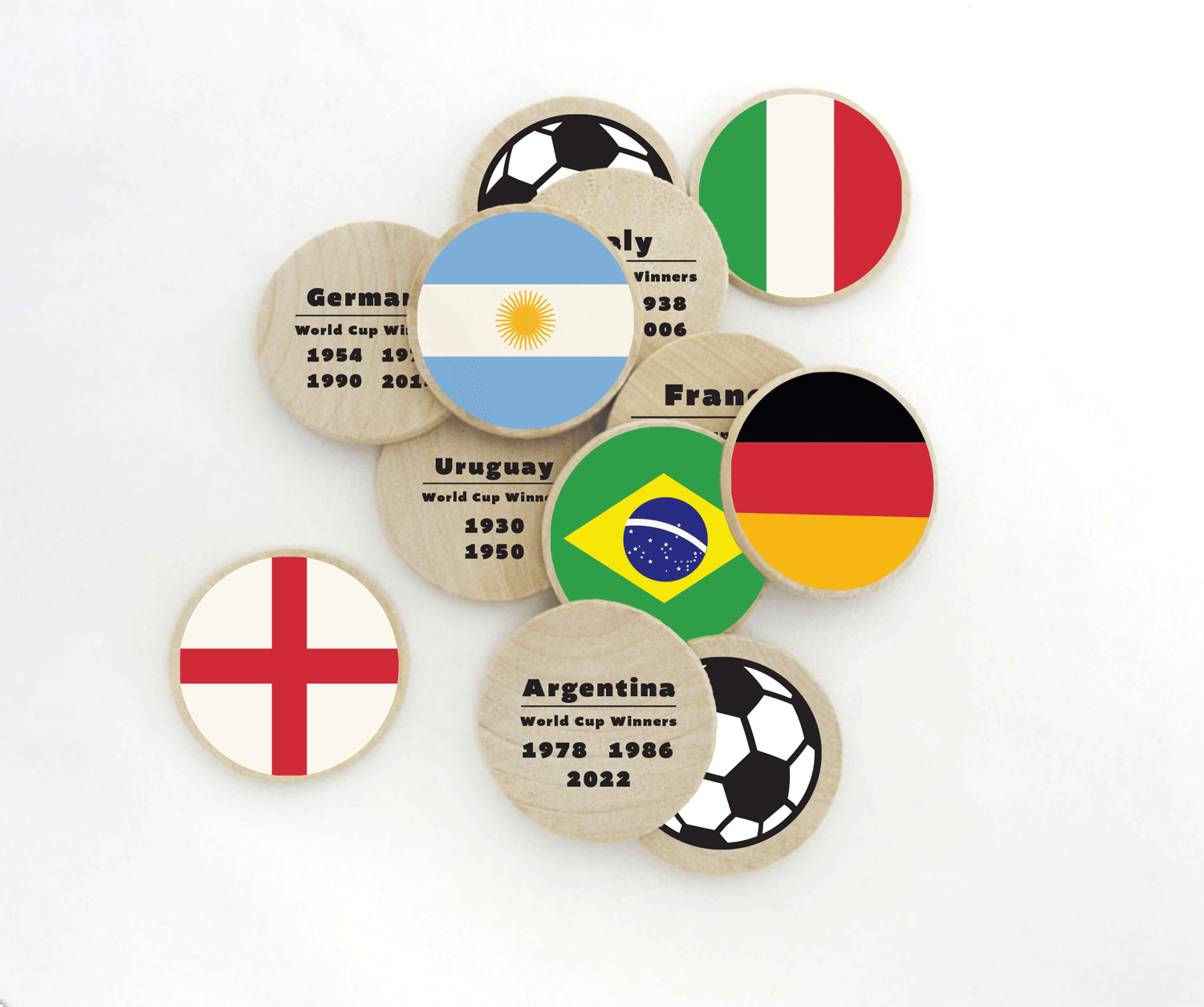 Soccer Winners Wooden Tokens | Football Fan Game Pieces (printed Usa)