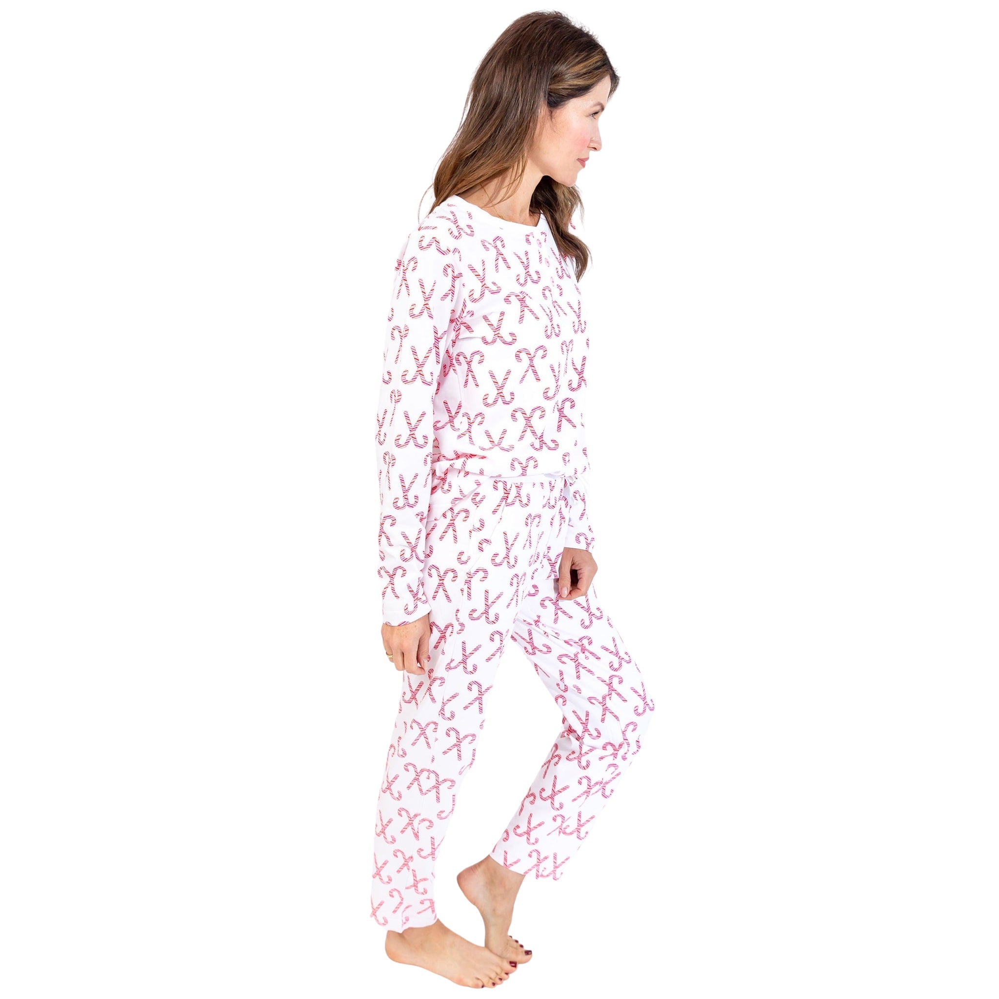 Women's Candy Cane Long Pj Set