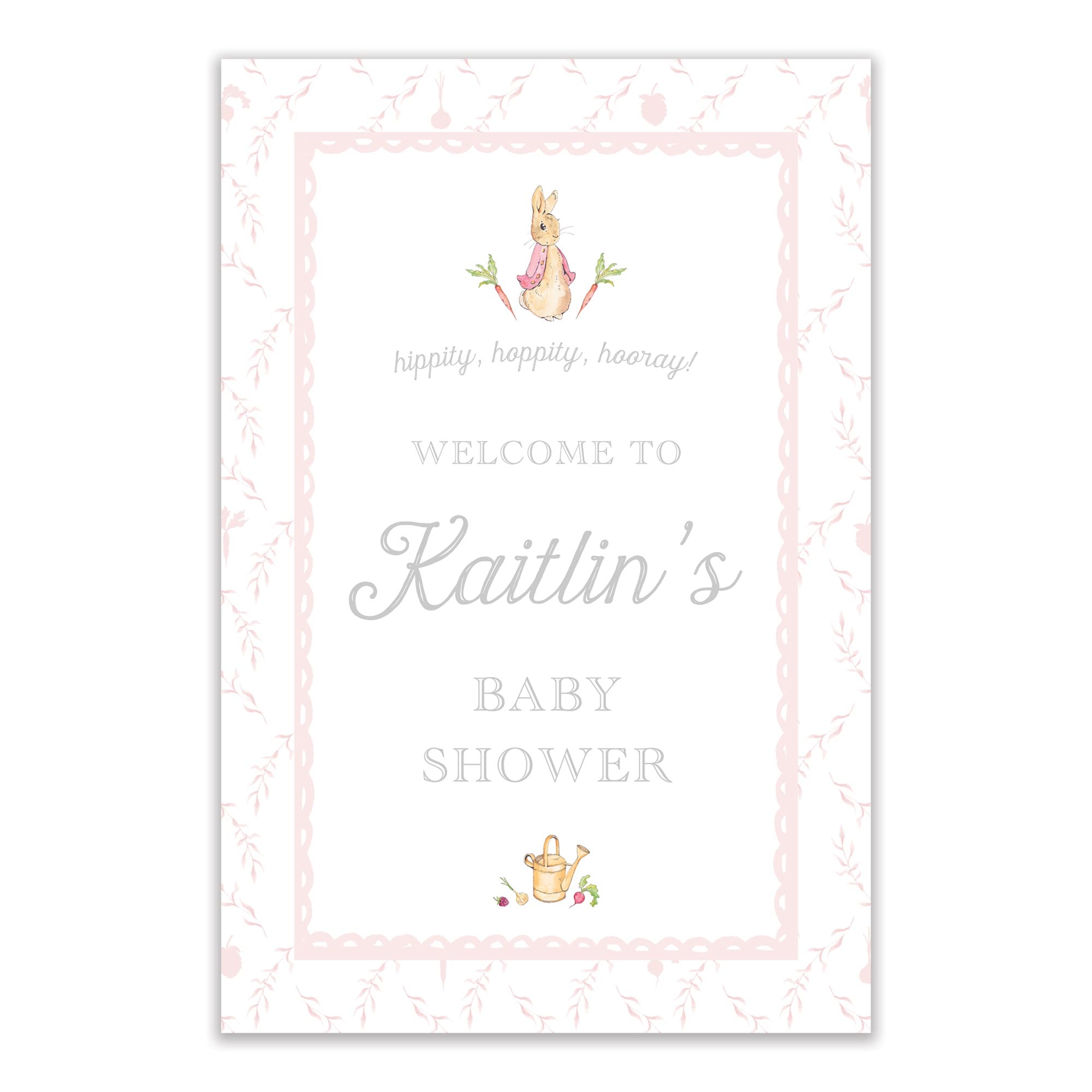 Peter Rabbit Pink Trellis Welcome Sign
