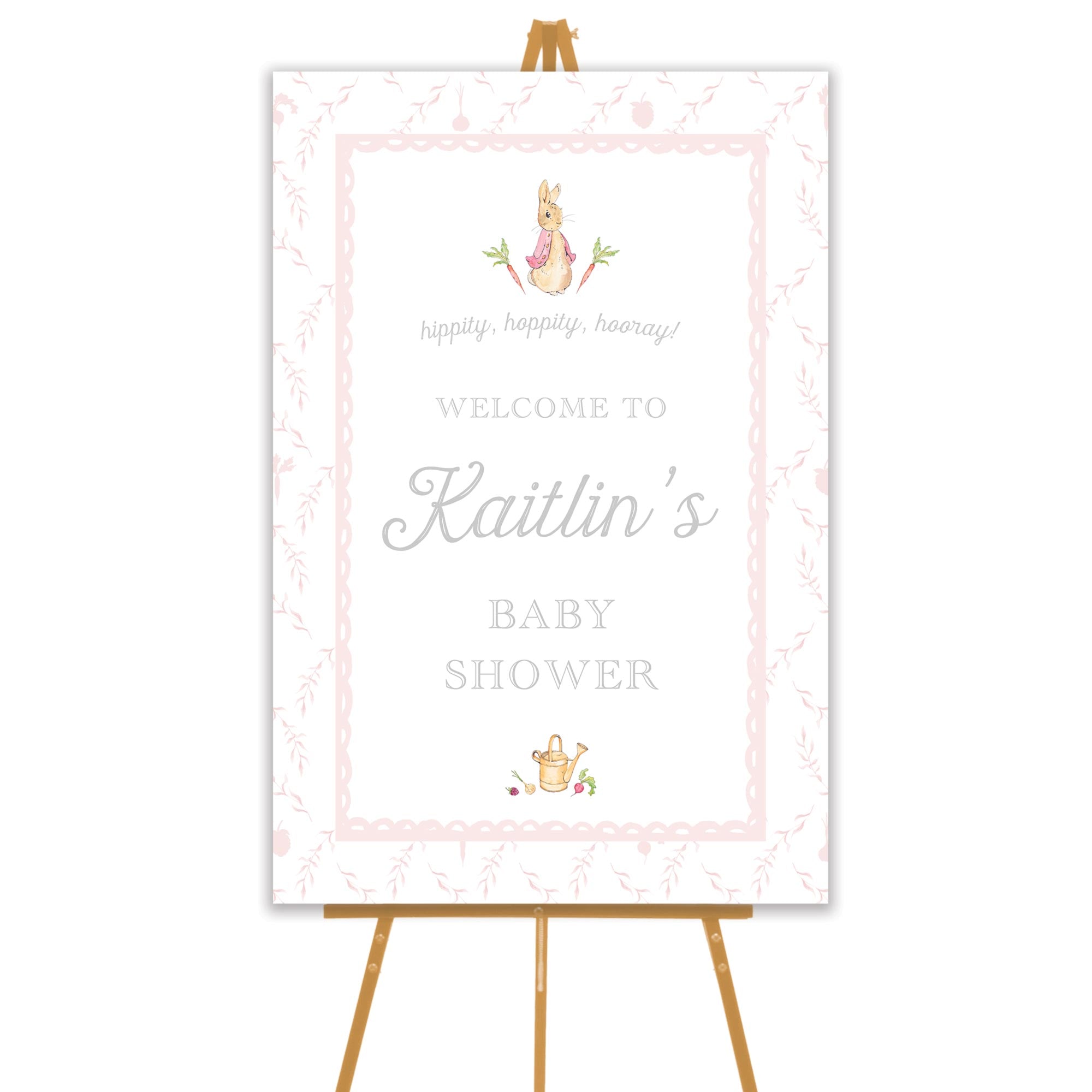 Peter Rabbit Pink Trellis Welcome Sign