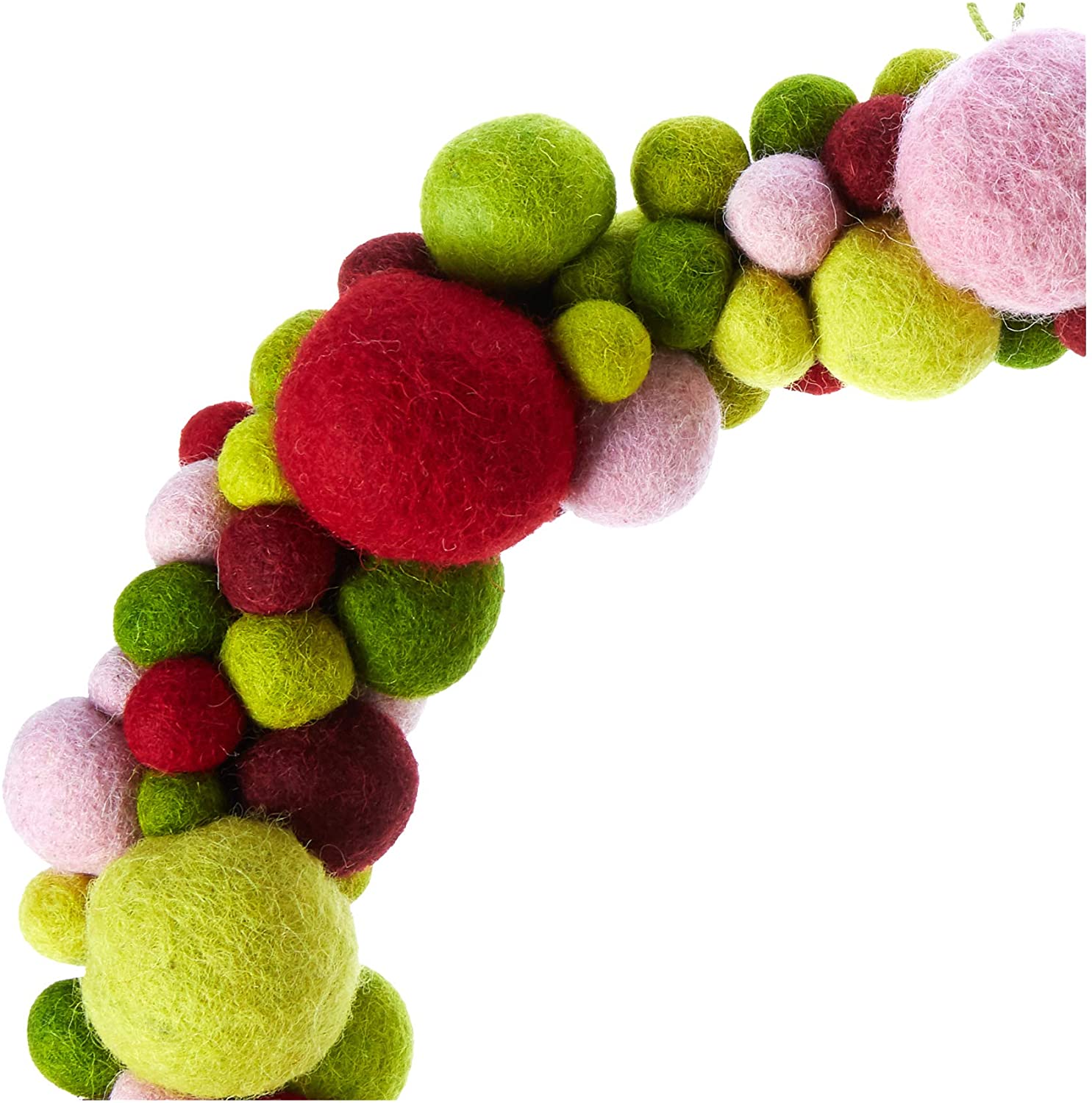 Handmade Hand Felted Wool Wreath - Multicolor Ball - 14"