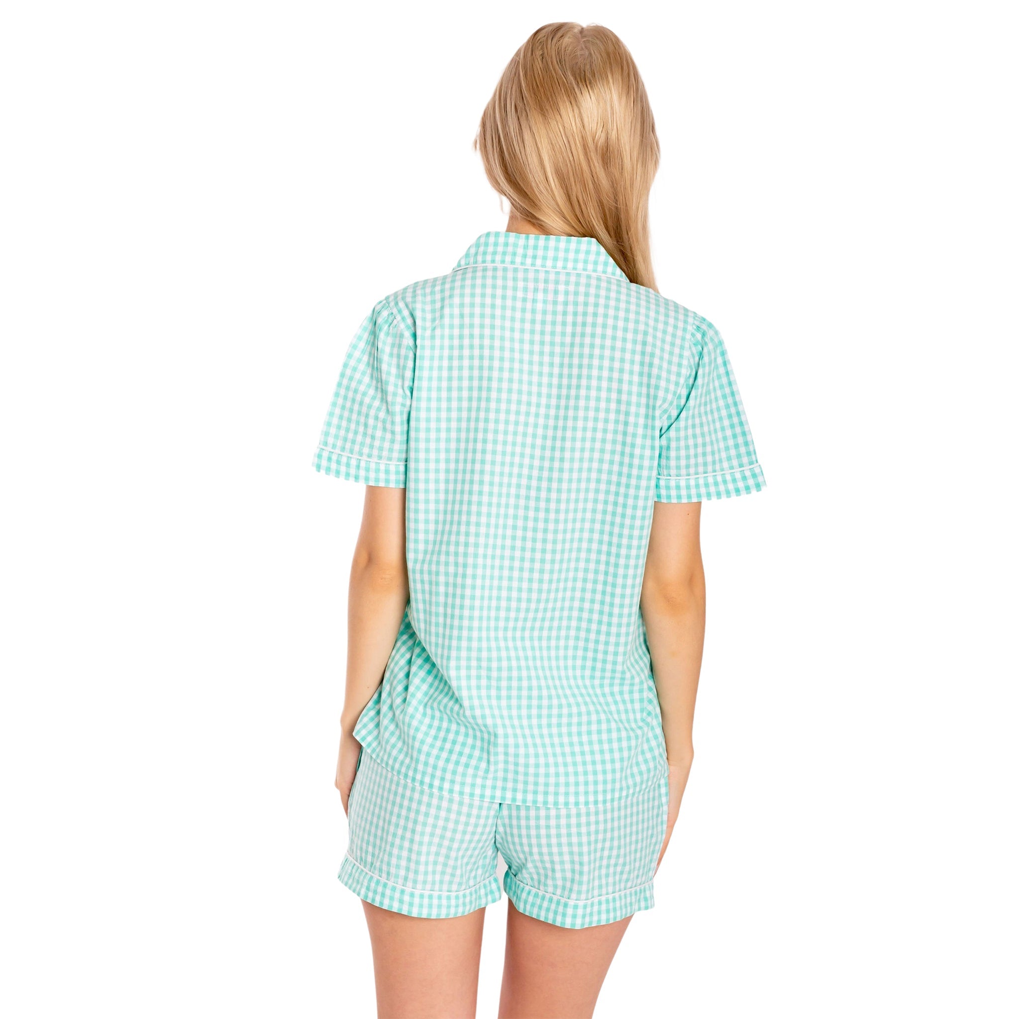 Women's Hepburn Gingham Mint Short Pj Set